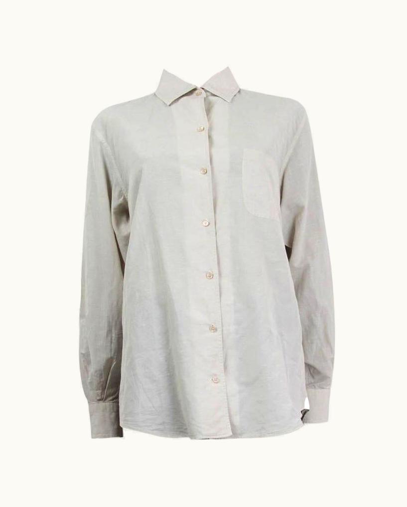 Loro Piana Loro Piana Light Grey Cotton Patch Pocket Button-Up Shirt