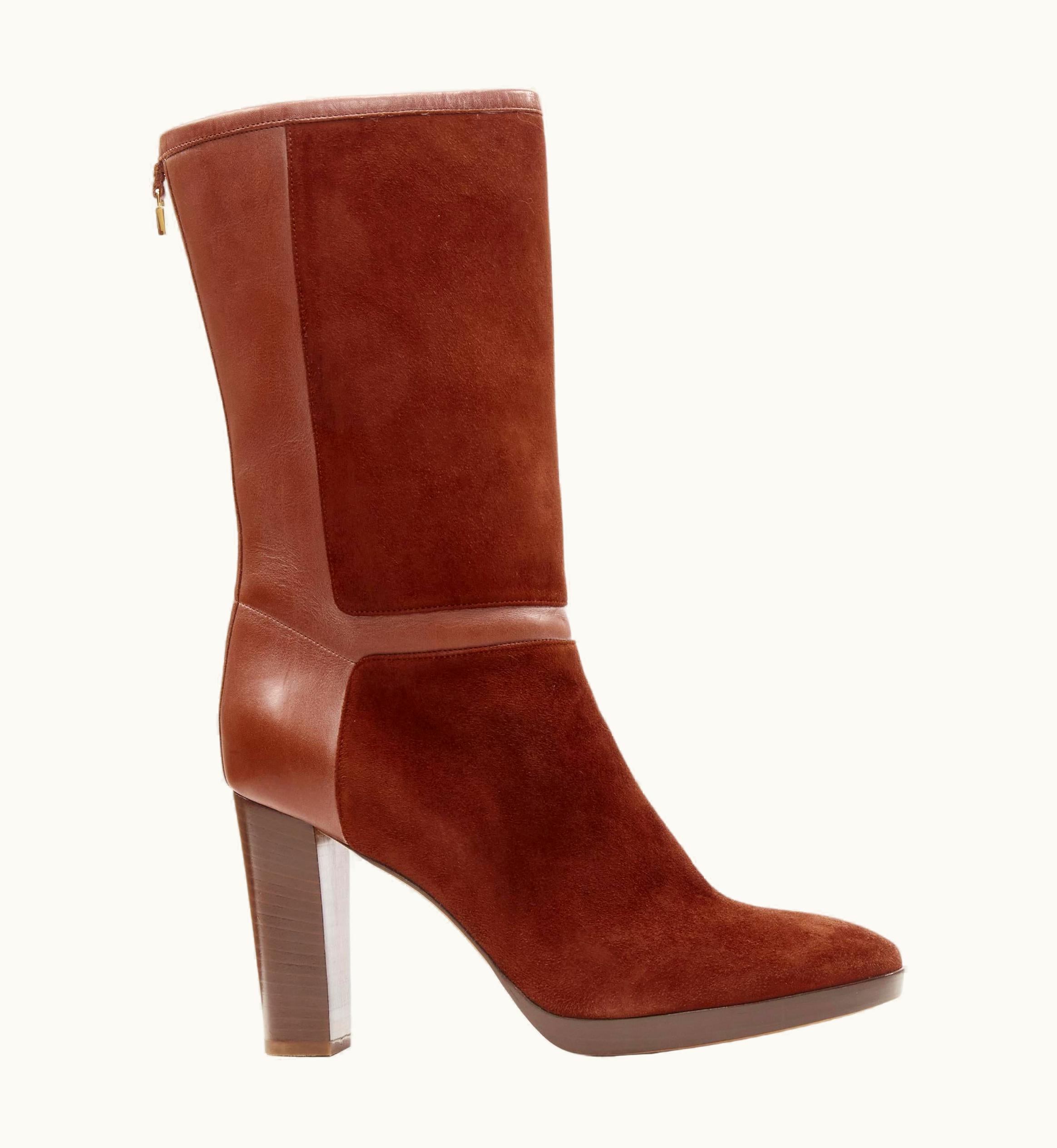 Loro Piana Loro Piana Tempete Moyen Suede Brown High Heel Pull On Boots