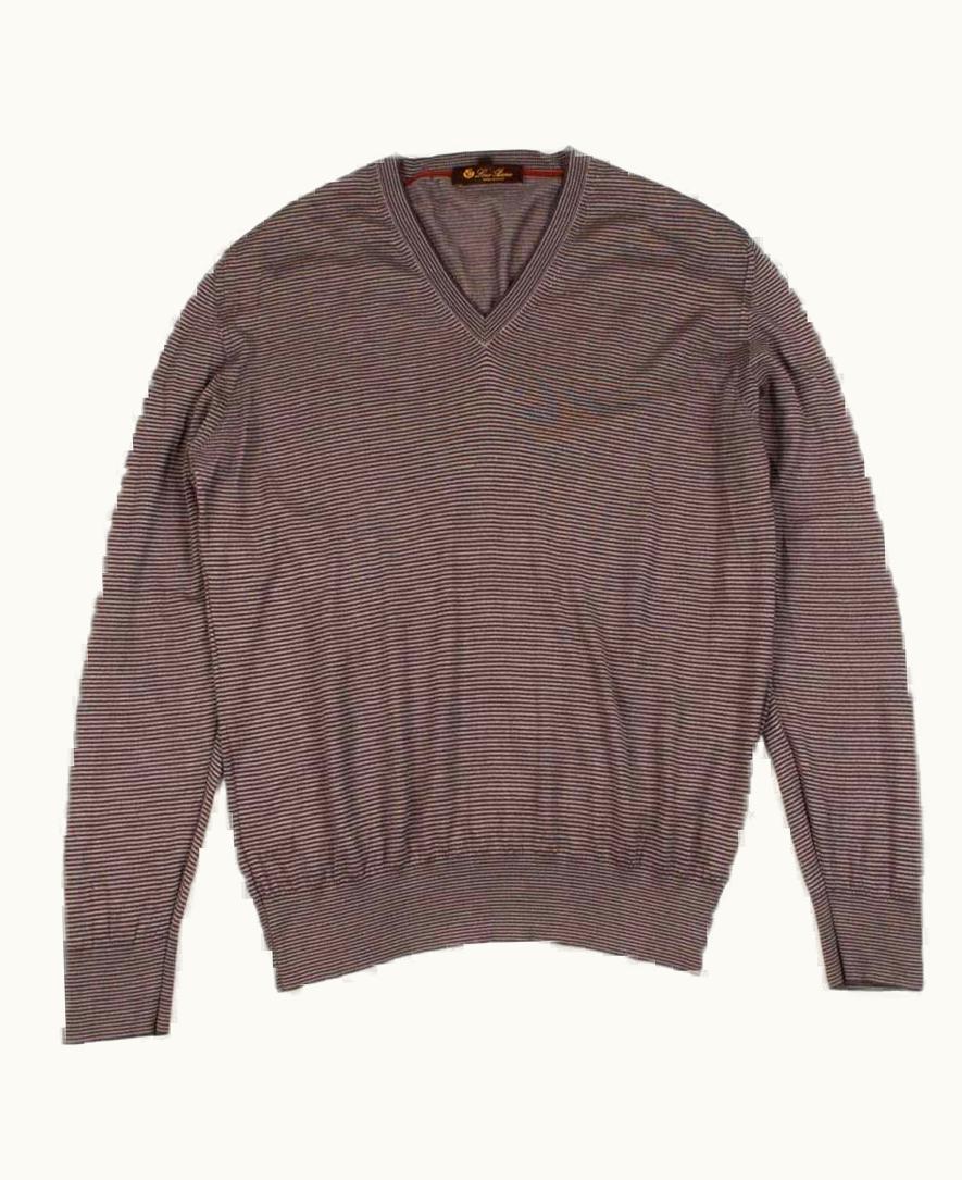 Loro Piana Loro Piana Cashmere Silk Striped V-Neck Pullover Men Sweater Size 52