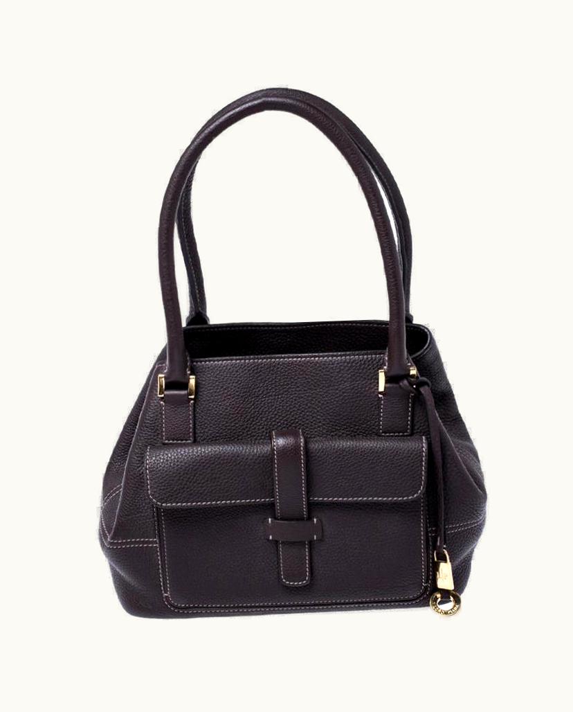 Loro Piana Loro Piana Dark Grey Leather Odessa Satchel