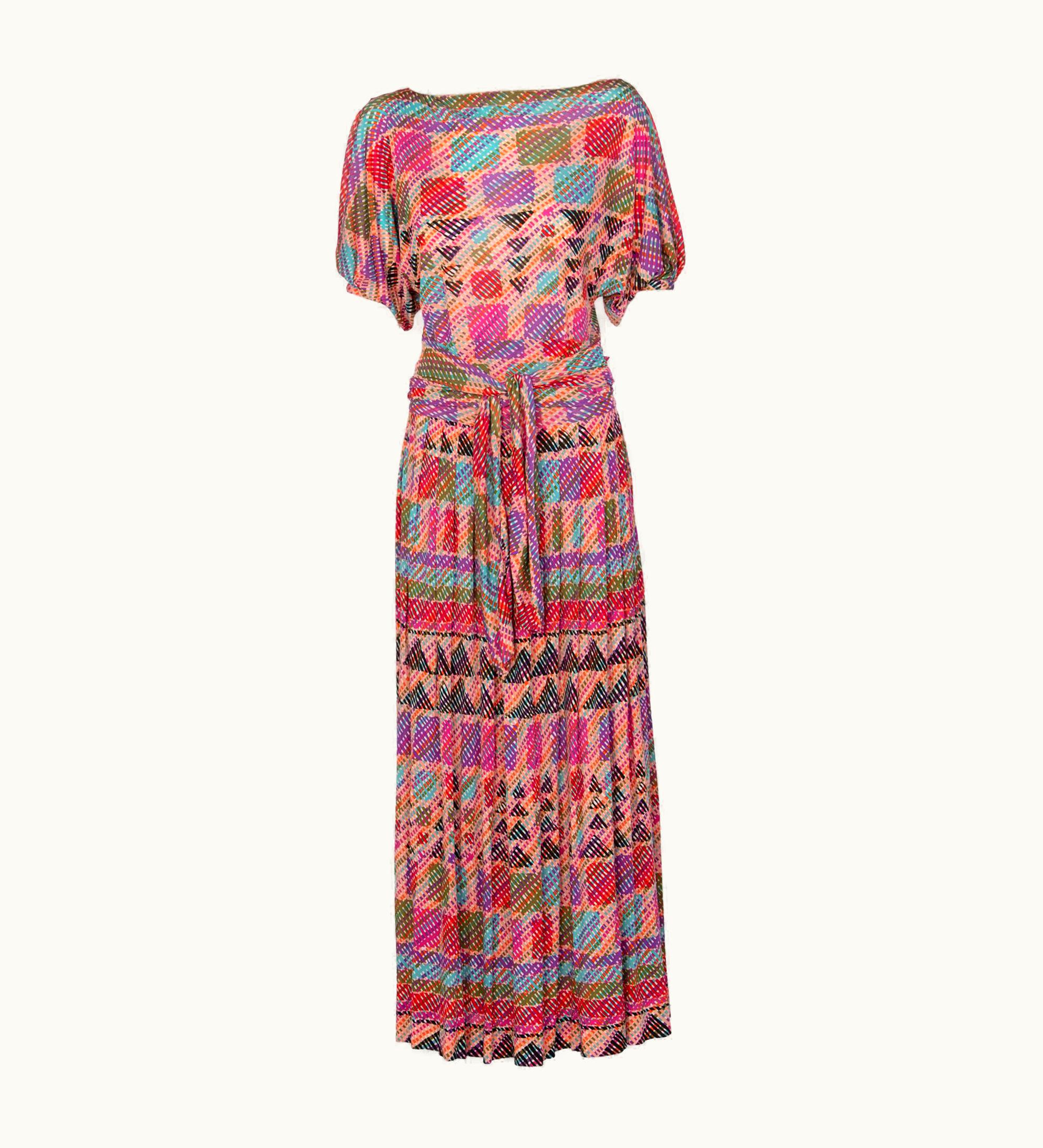 Missoni 1970s Missoni Multicolored Silk Jersey Maxi Skirt Set