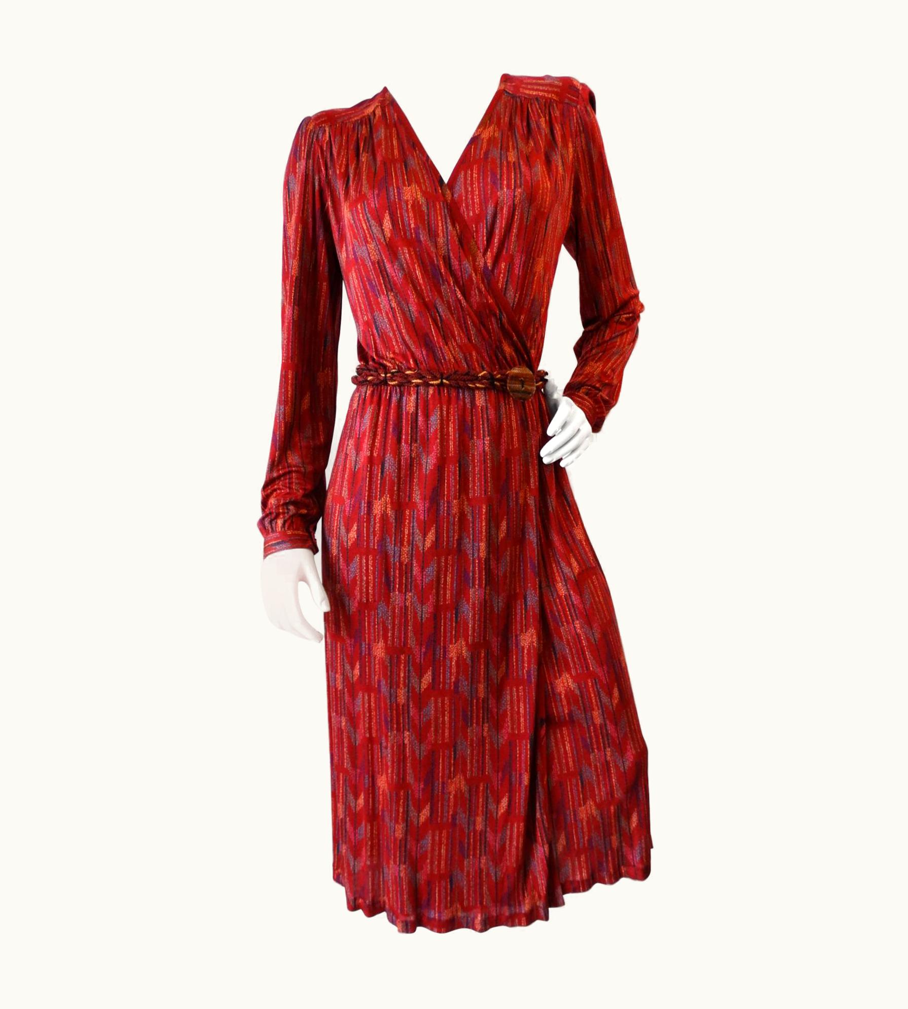 Missoni 1970s Missoni Silk Wrap Dress With Rope Belt