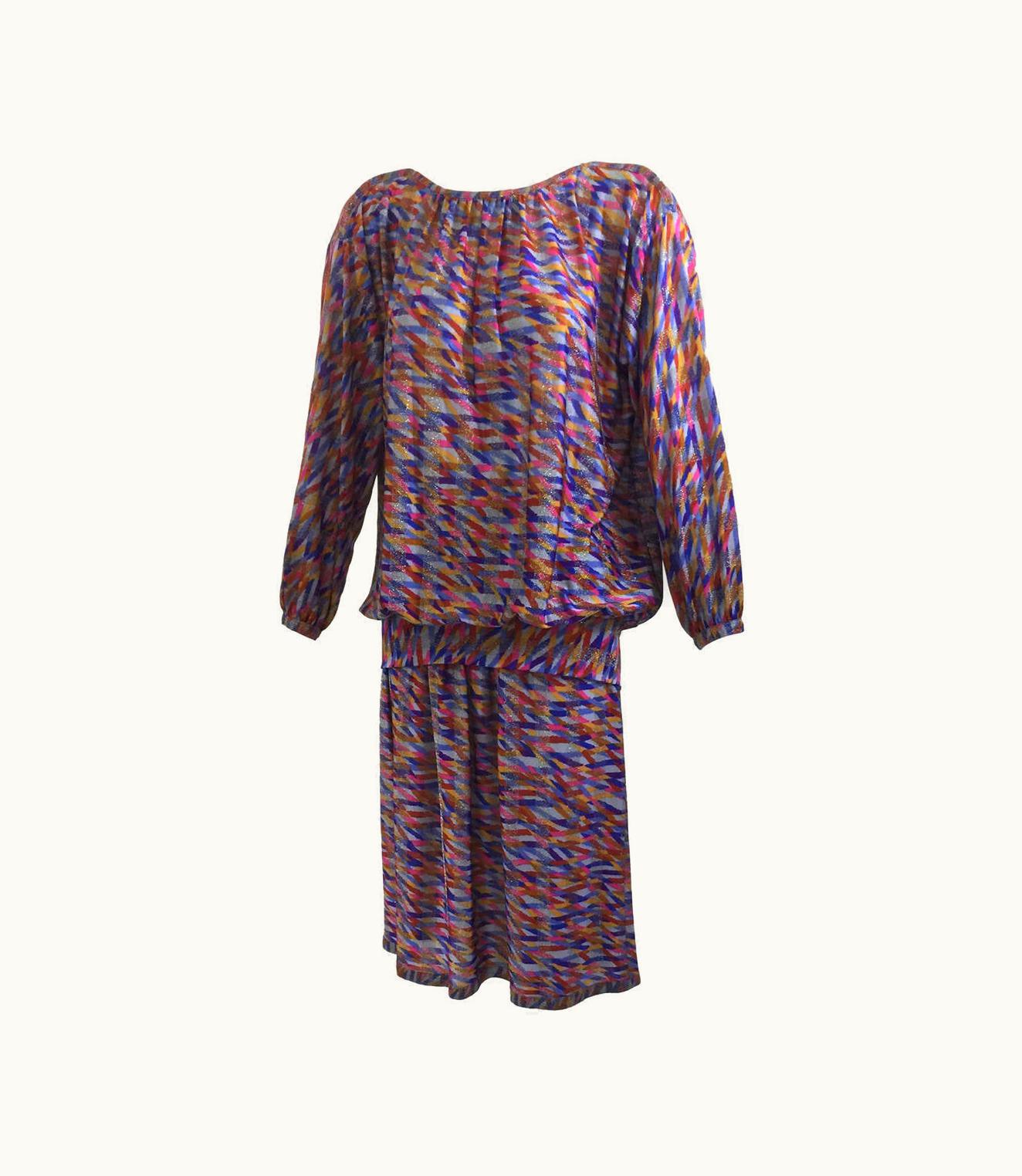 Missoni Vintage Missoni Metallic Silk Jersey Top And Skirt Set