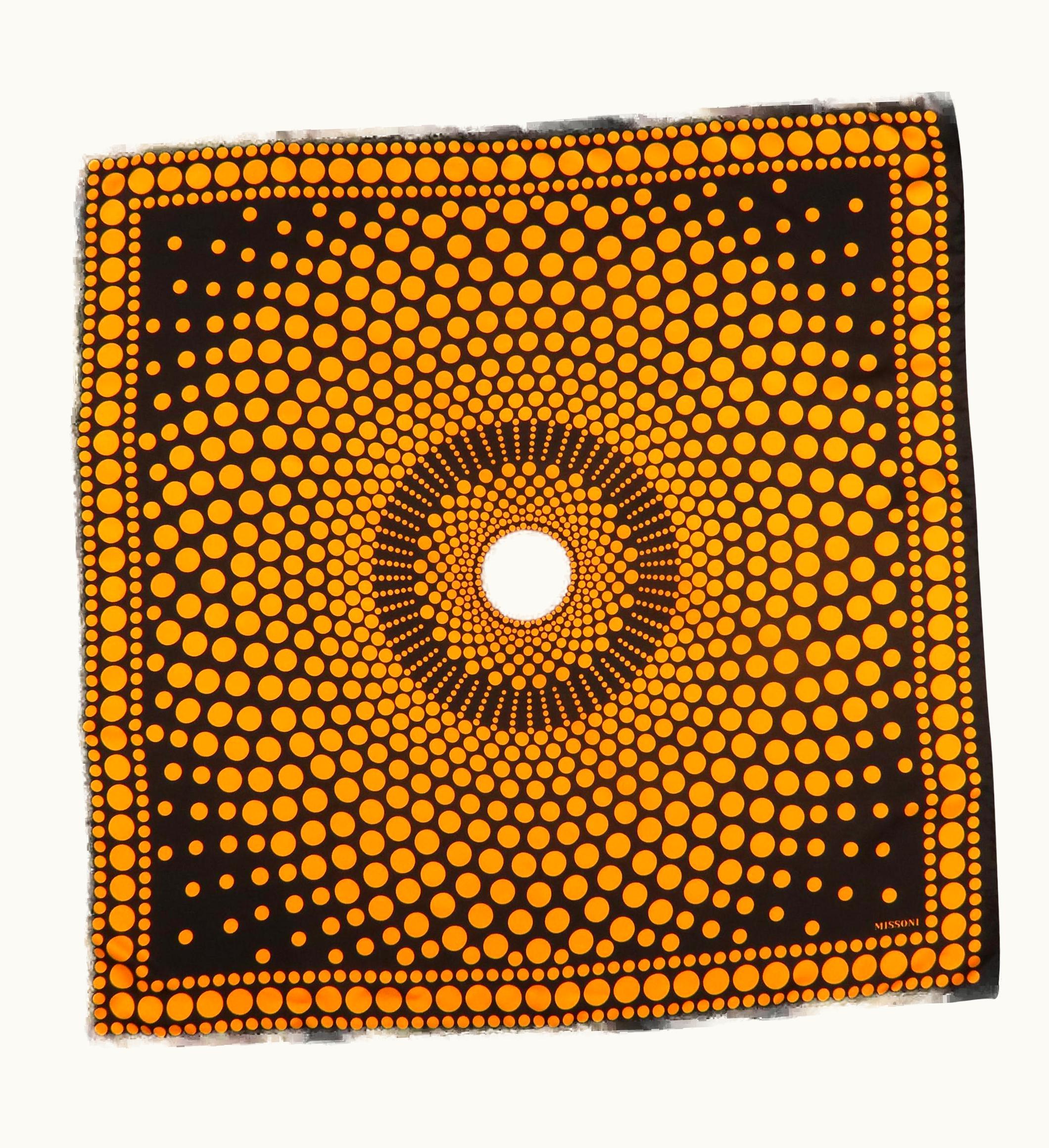 Missoni Missoni Black & Orange Silk Spotted Print Scarf