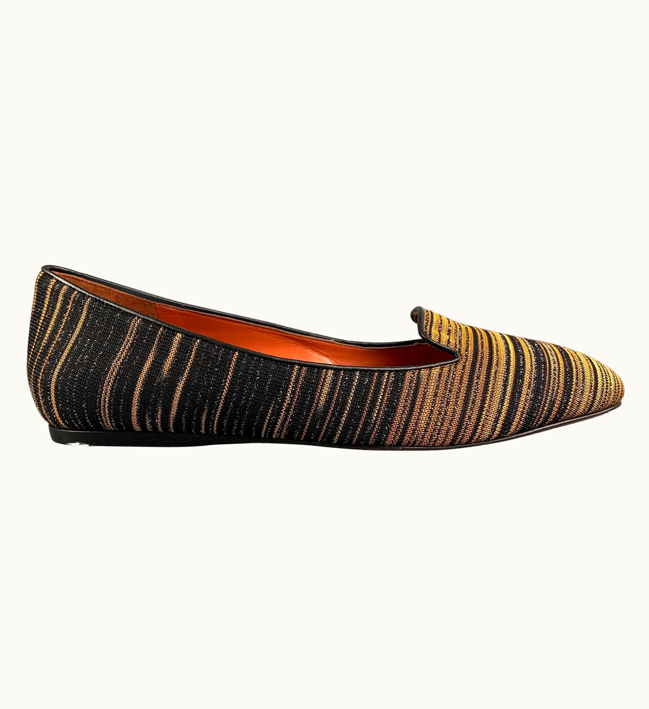 Missoni Missoni Black & Gold Fabric Stripe Flats