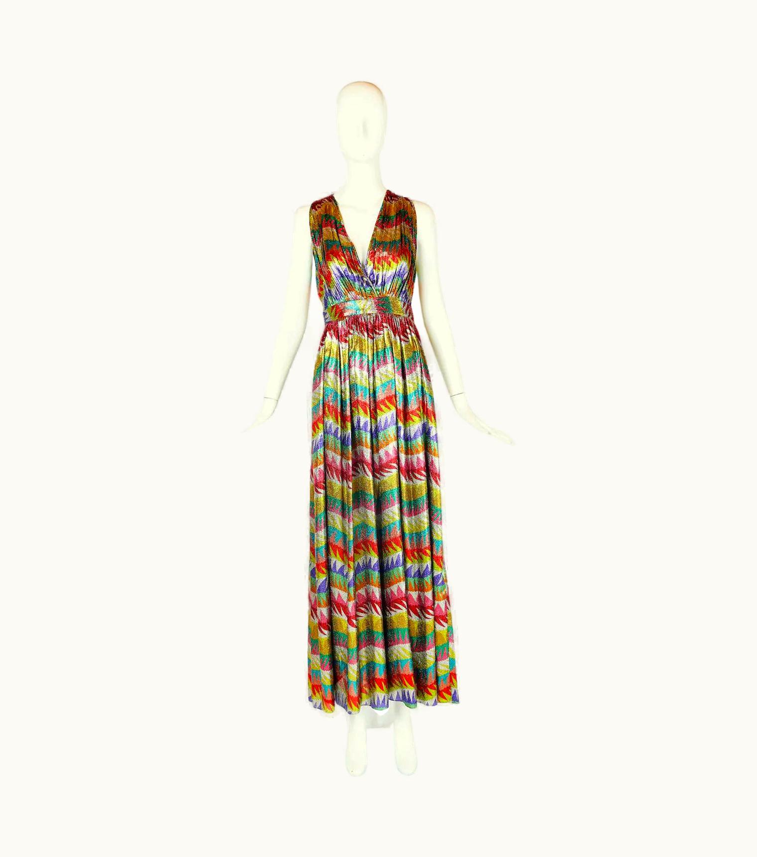 Missoni Missoni Orange Label Multicolored Metallic Lurex Evening Dress
