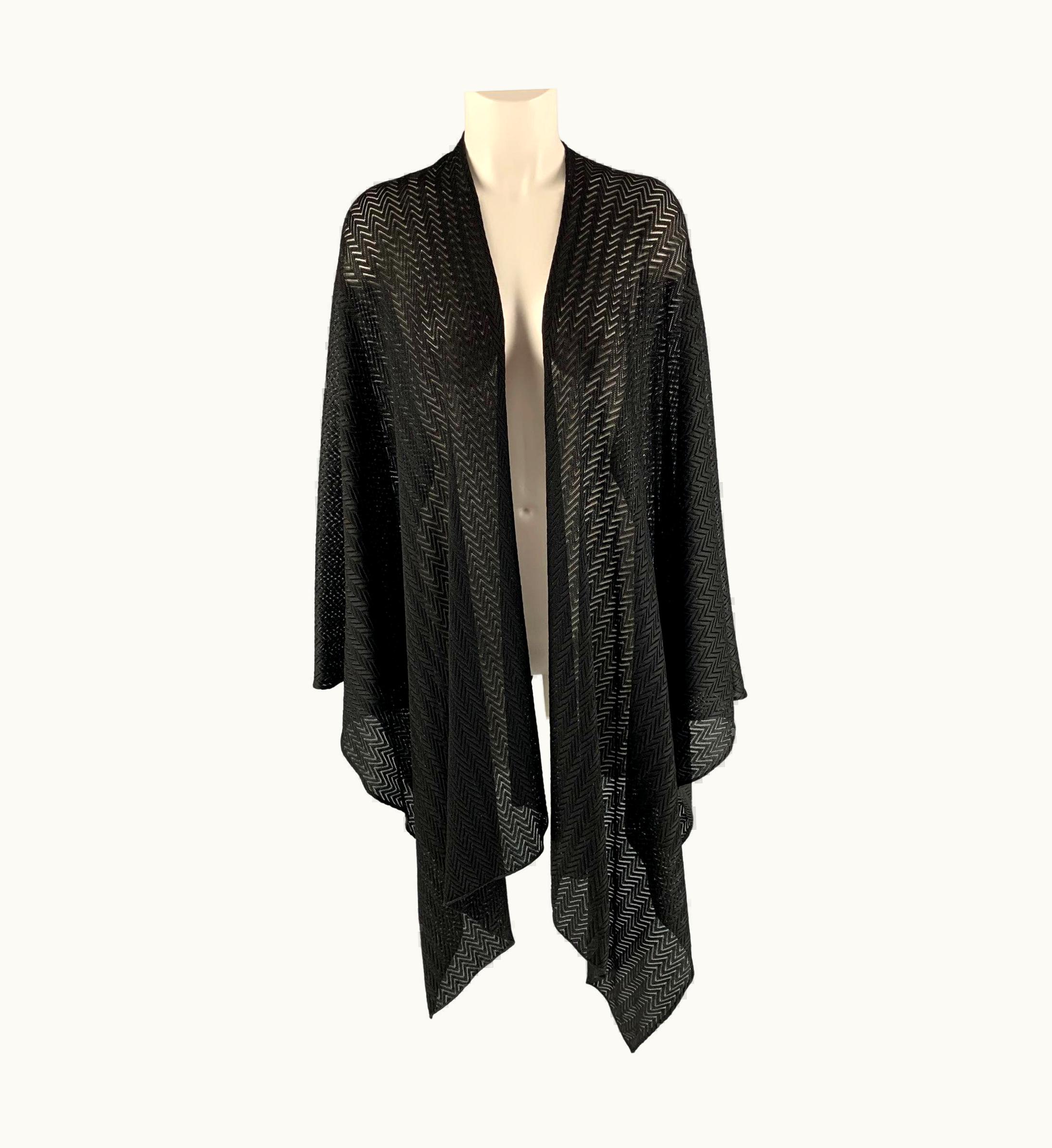 Missoni Missoni One Size Black Herringbone Open Front Cardigan