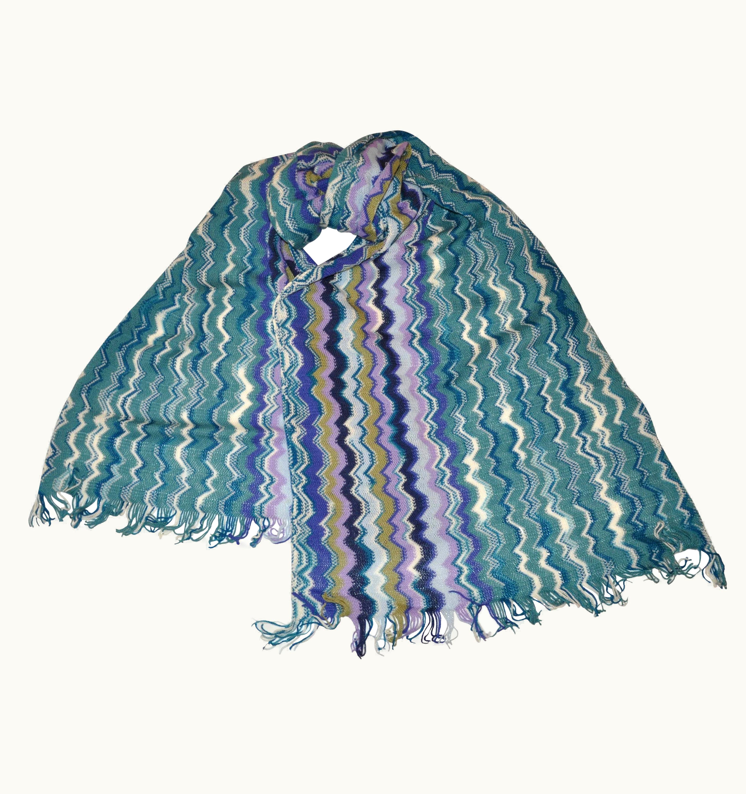 Missoni Missoni Signature Multicolor Zig-Zag Scarf With Fringe