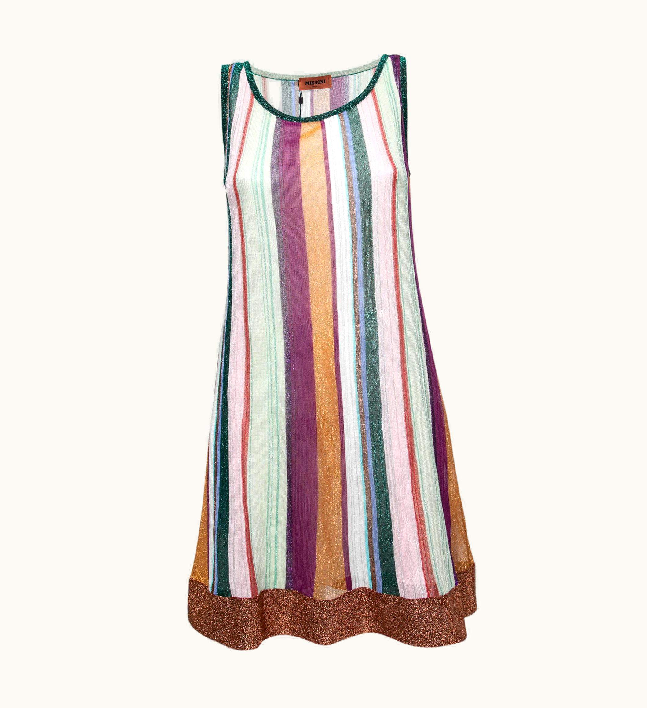 Missoni Missoni Multicolor Striped Lurex Sleeveless Mini Dress