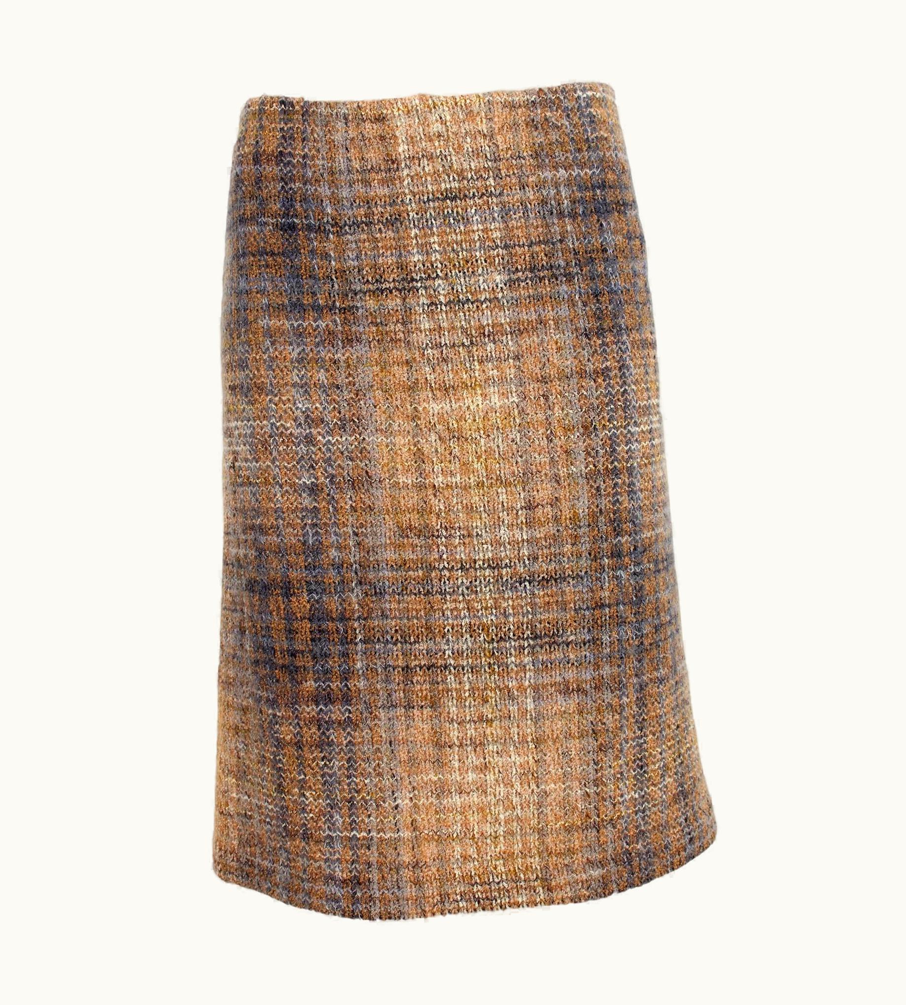 Missoni Missoni Blue Beige Wool Mohair Vintage Skirt 80s
