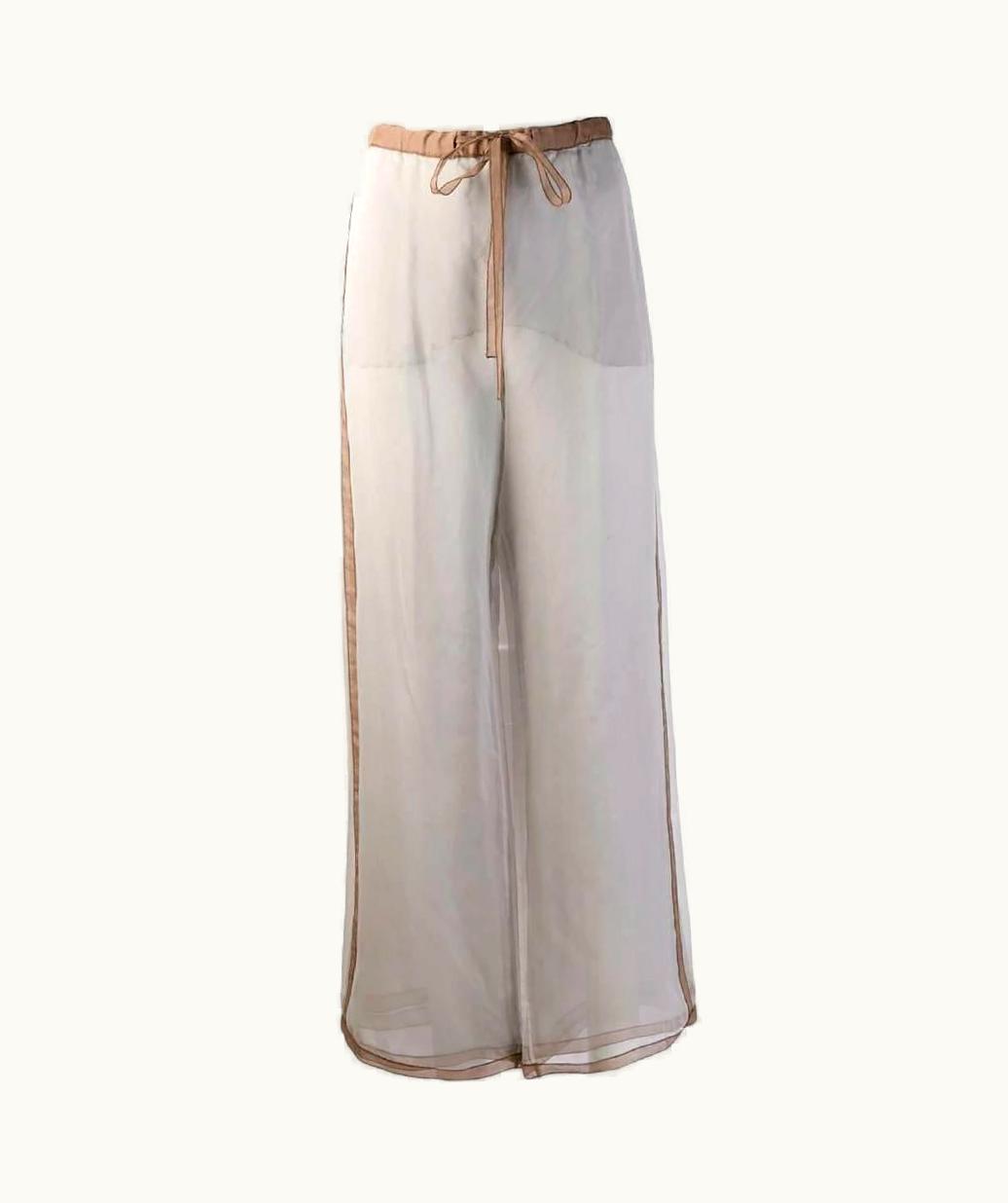 Missoni 2000s Missoni Vintage Grey Semitransparent Silk Straight Trousers