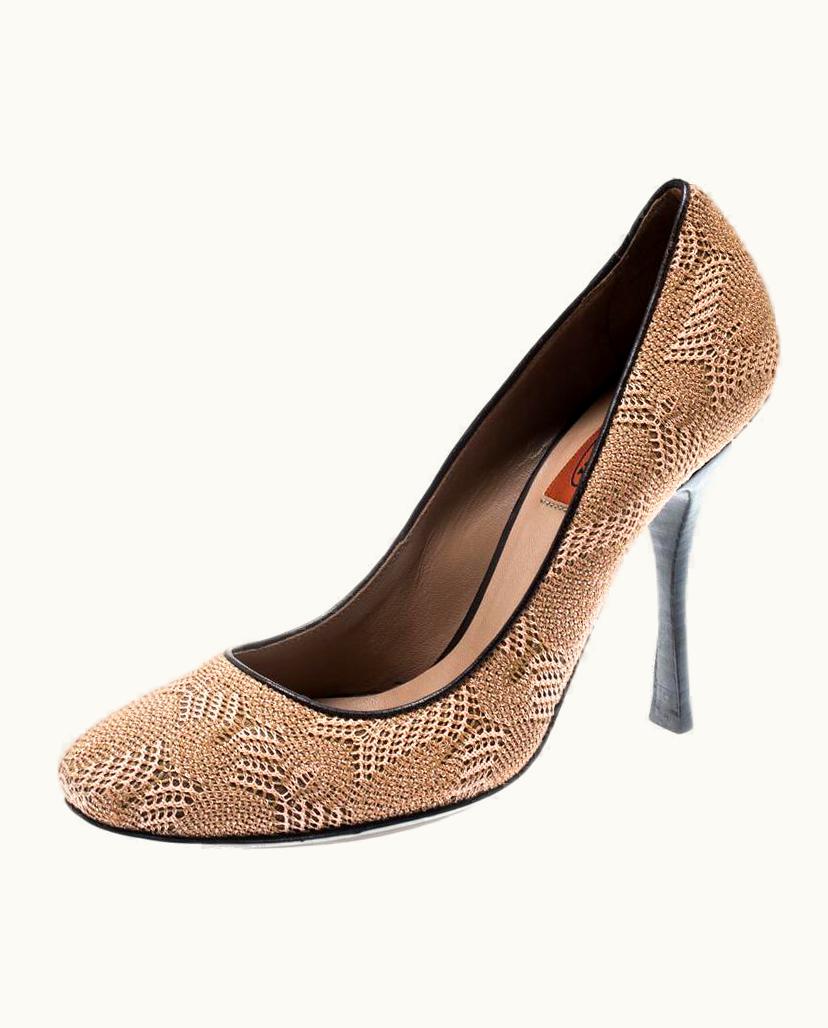 Missoni Missoni Beige Patterned Knit Fabric Pumps