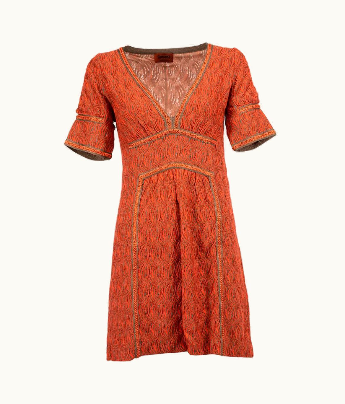 Missoni Missoni Women' Orange Abstract Pattern V Neck Dress