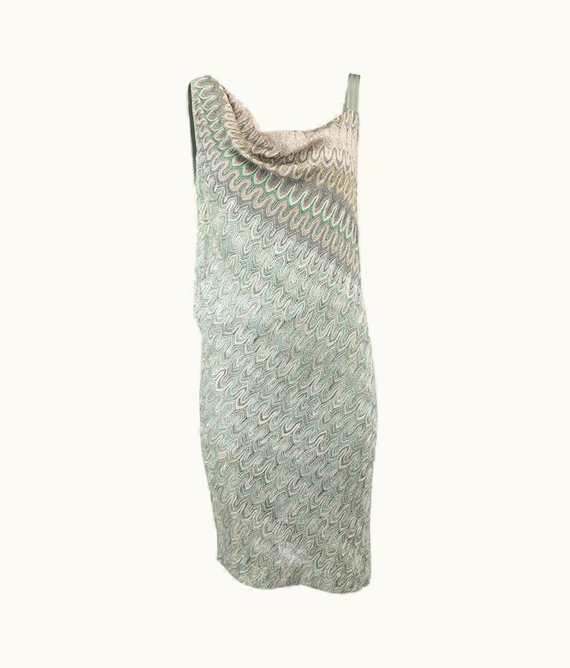Missoni Missoni Women' Metallic Blue Asymmetric Mini Knit Dress