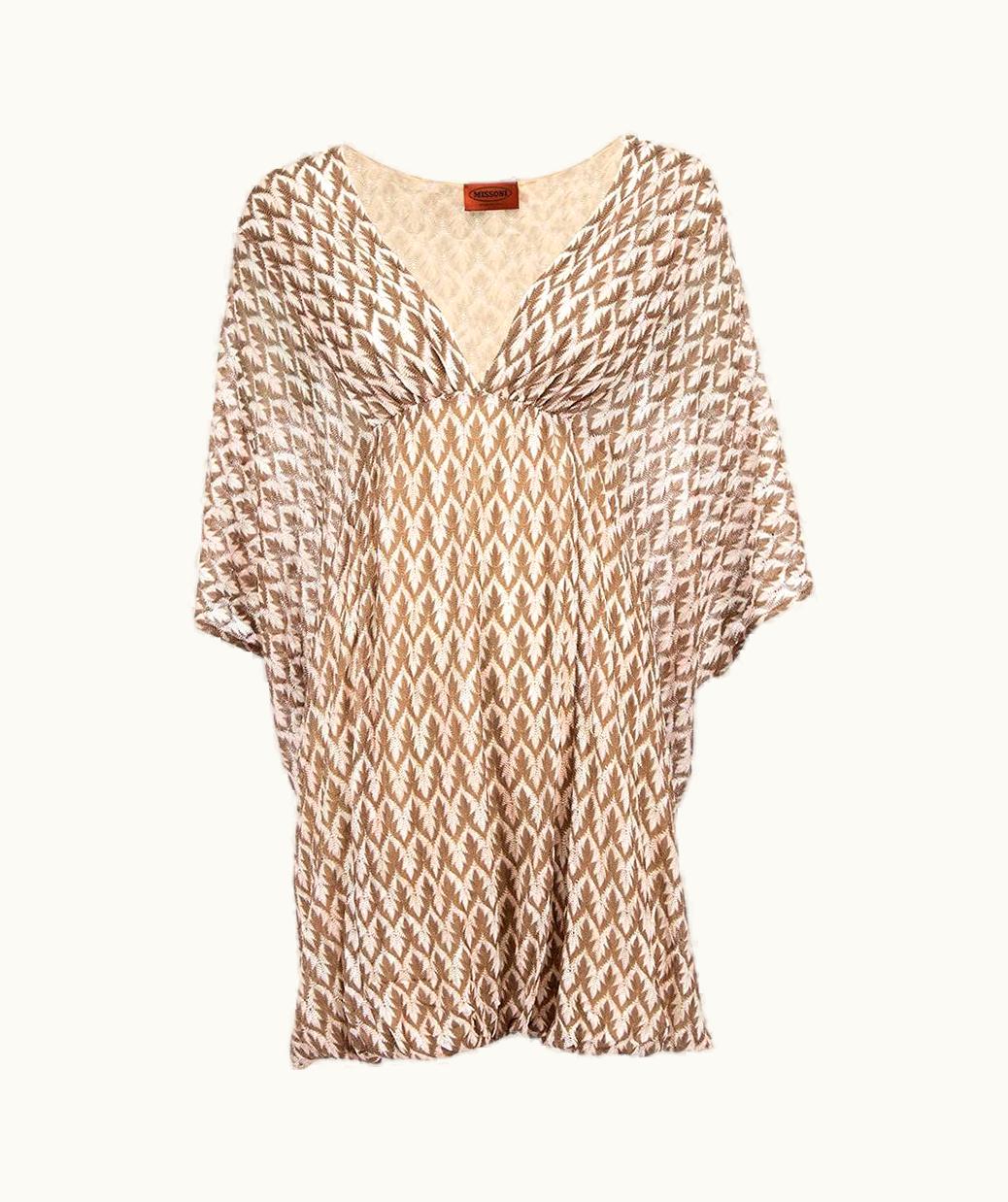 Missoni Missoni Women' Pink & Brown Geometric Pattern Belted Tunic