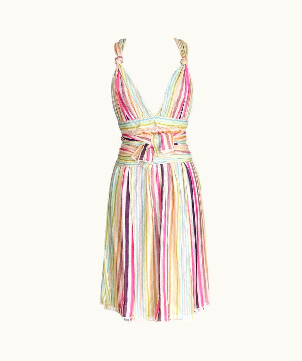 Missoni Missoni Runway Plunging V Pastel Faux Wrap Dress