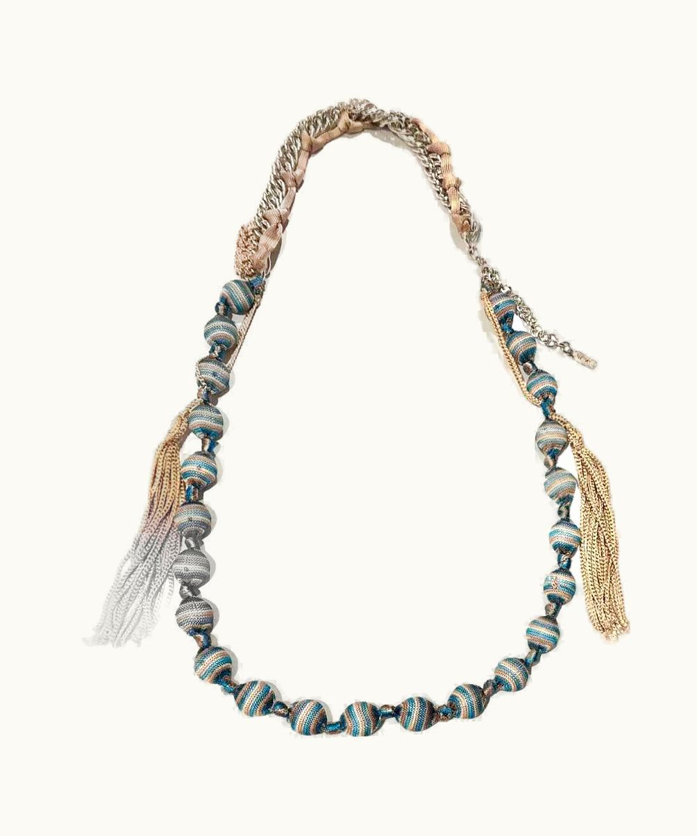 Missoni 1990s Missoni Ball Head Multi Color Hippie Necklace Belt