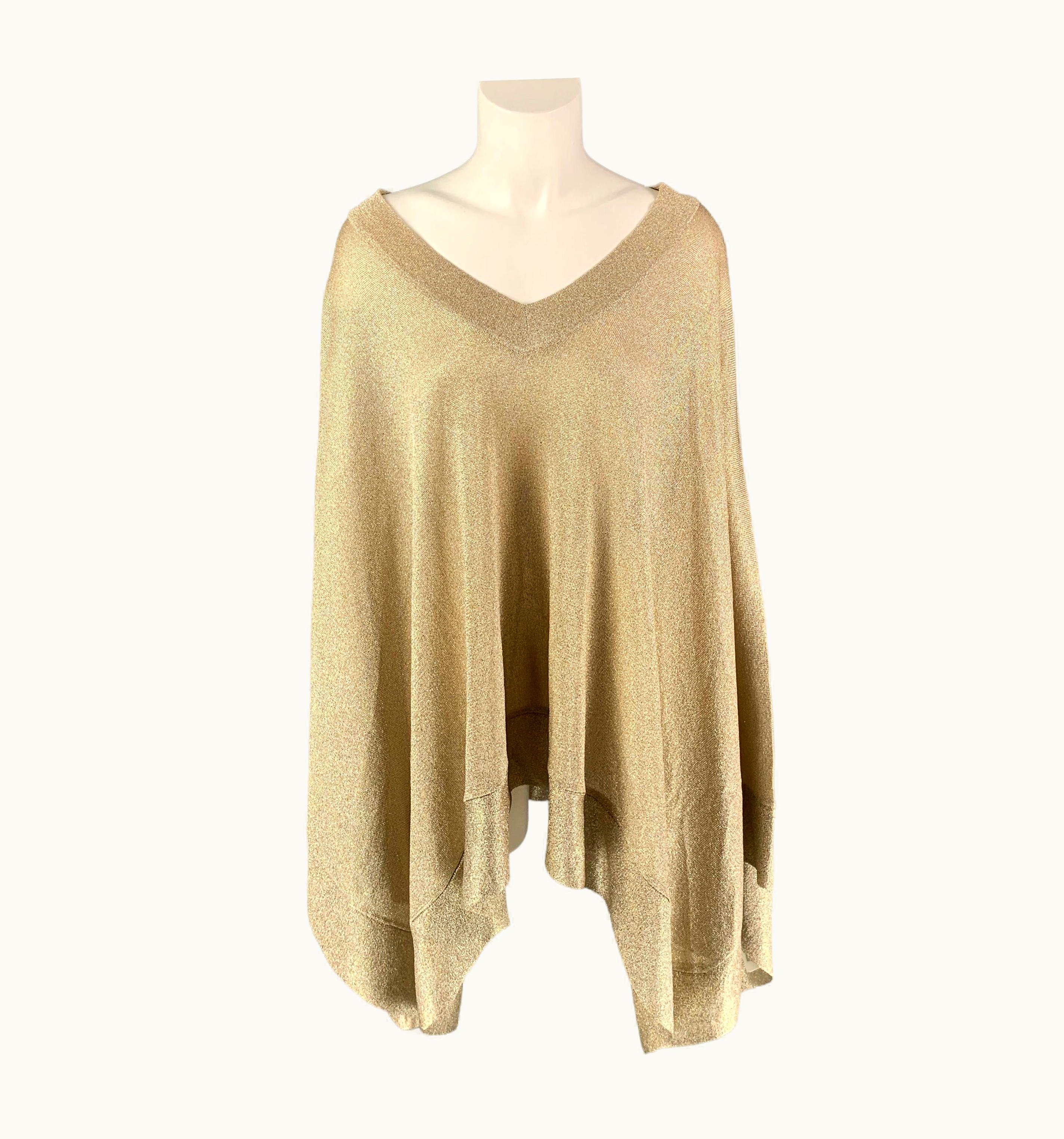 Missoni Missoni Gold Metallic Viscose Blend Poncho Sweater
