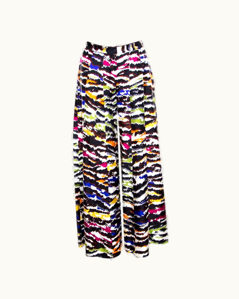 Missoni Missoni Multicolor Abstract Printed Silk Wide Leg Pants