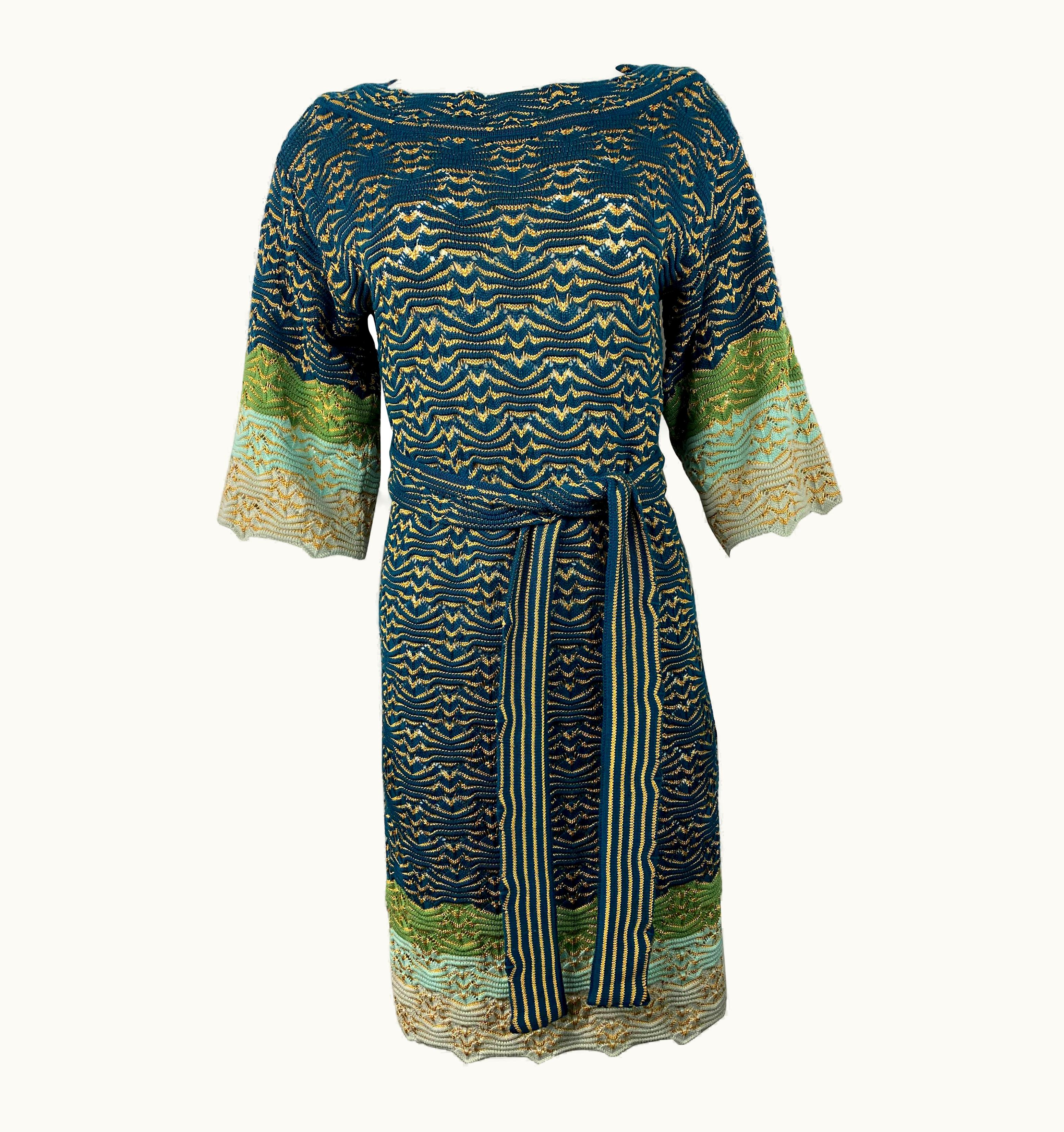 Missoni Missoni Multi Color Knit Mini Dress WS/S Belt