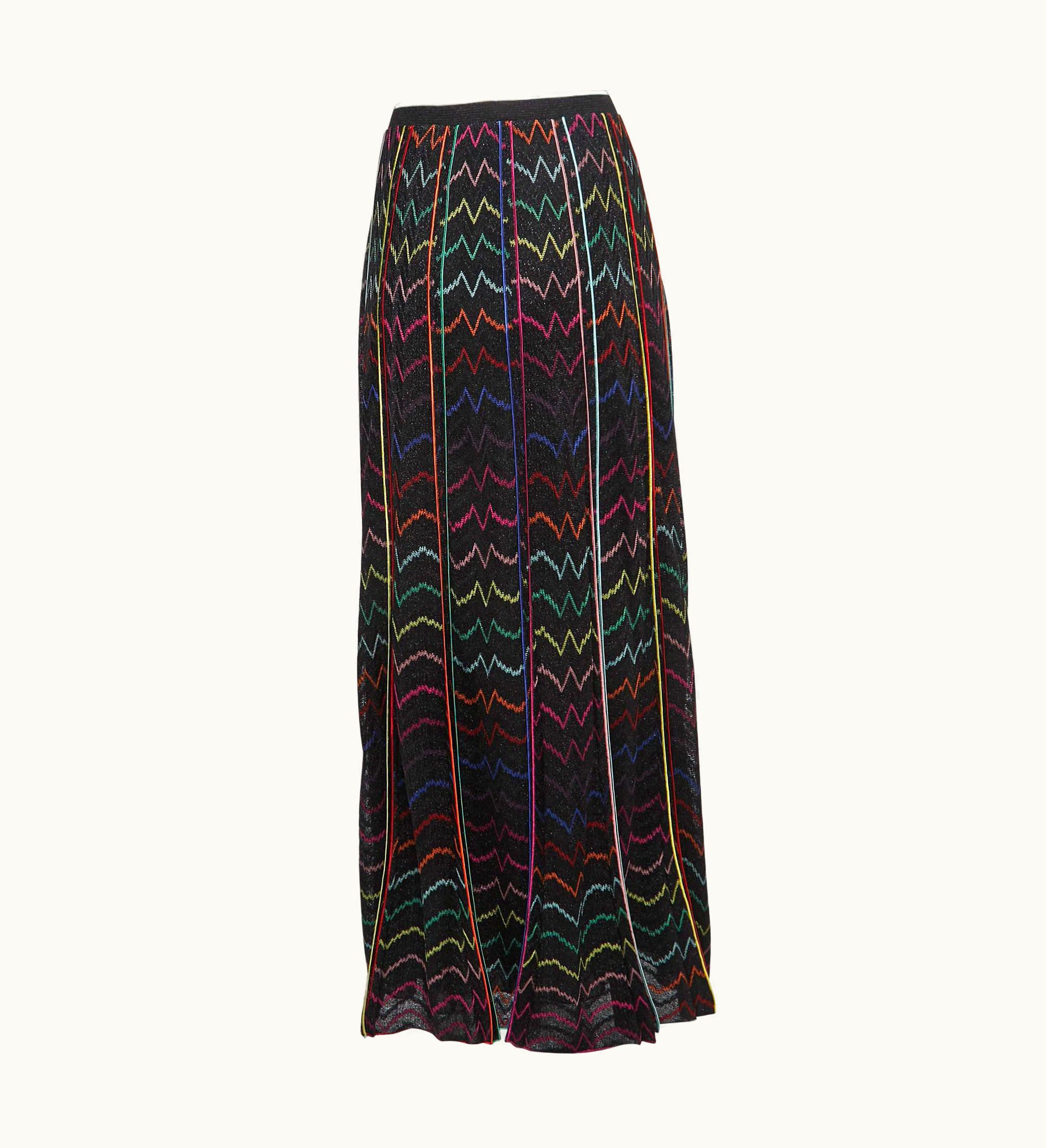 Missoni Missoni Multicolor Chevron Patterned Knit Maxi Skirt