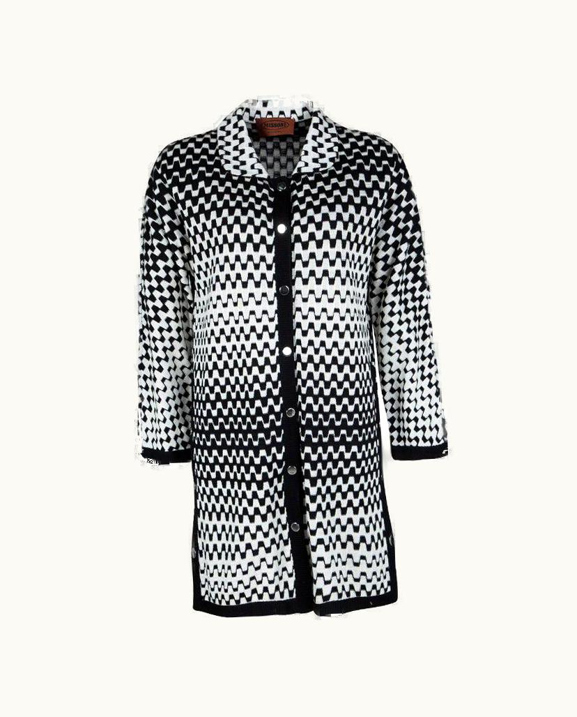 Missoni Missoni Monochrome Textured Knit Button Front Cardigan Tunic