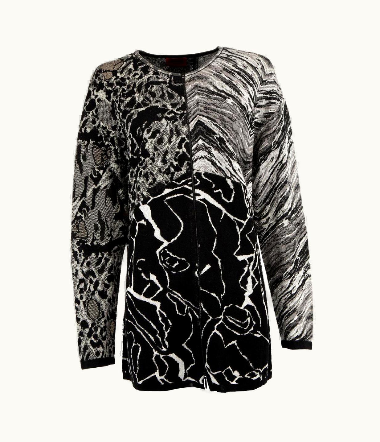 Missoni Missoni Women' Black And White Multi Pattern Long Cardigan UZ0615320