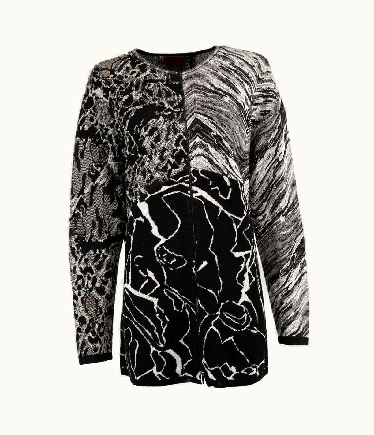 Missoni Missoni Women' Black And White Multi Pattern Long Cardigan UZ0615324