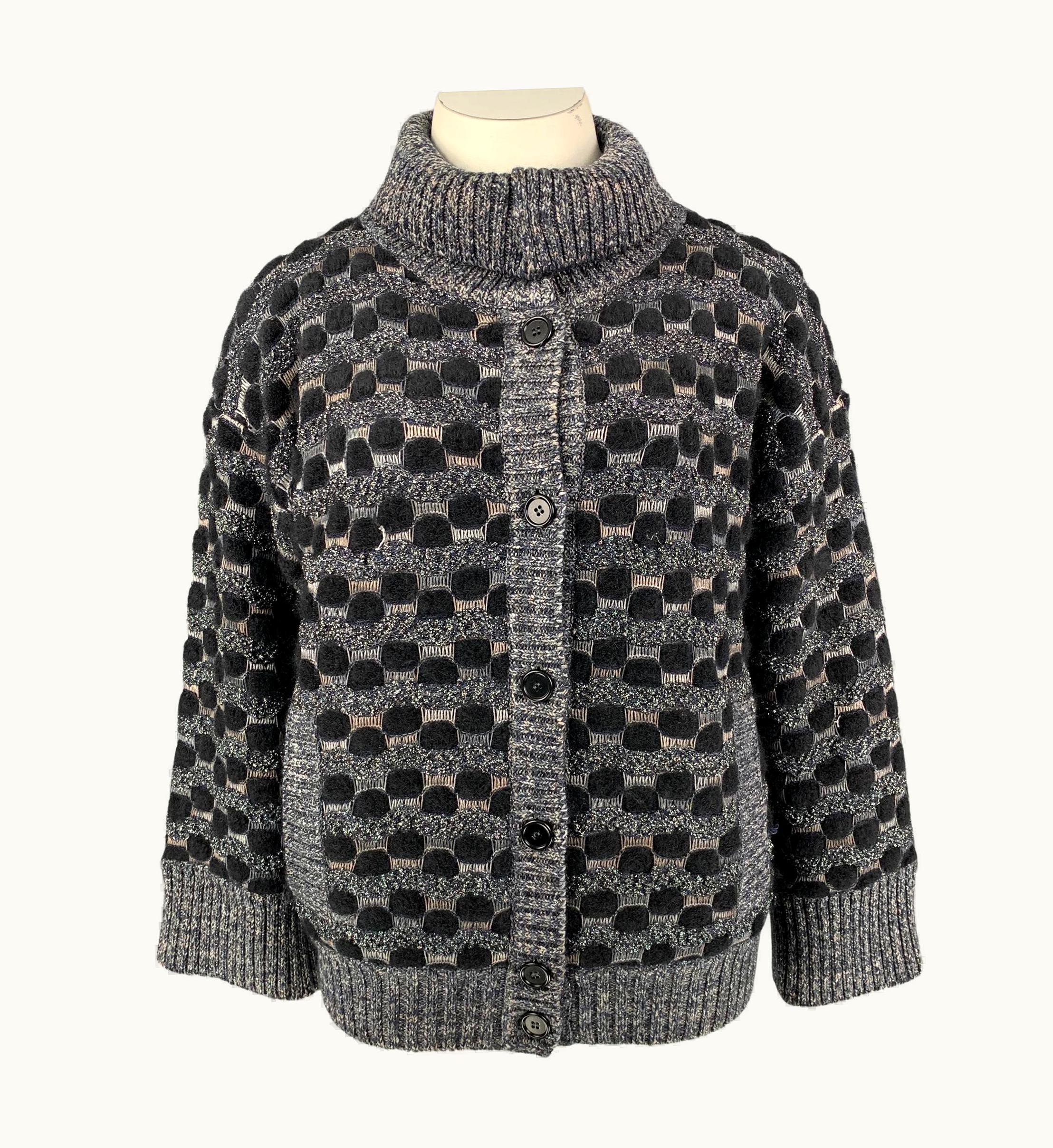 Missoni Missoni Black & Grey Knitted Wool Blend Jacket