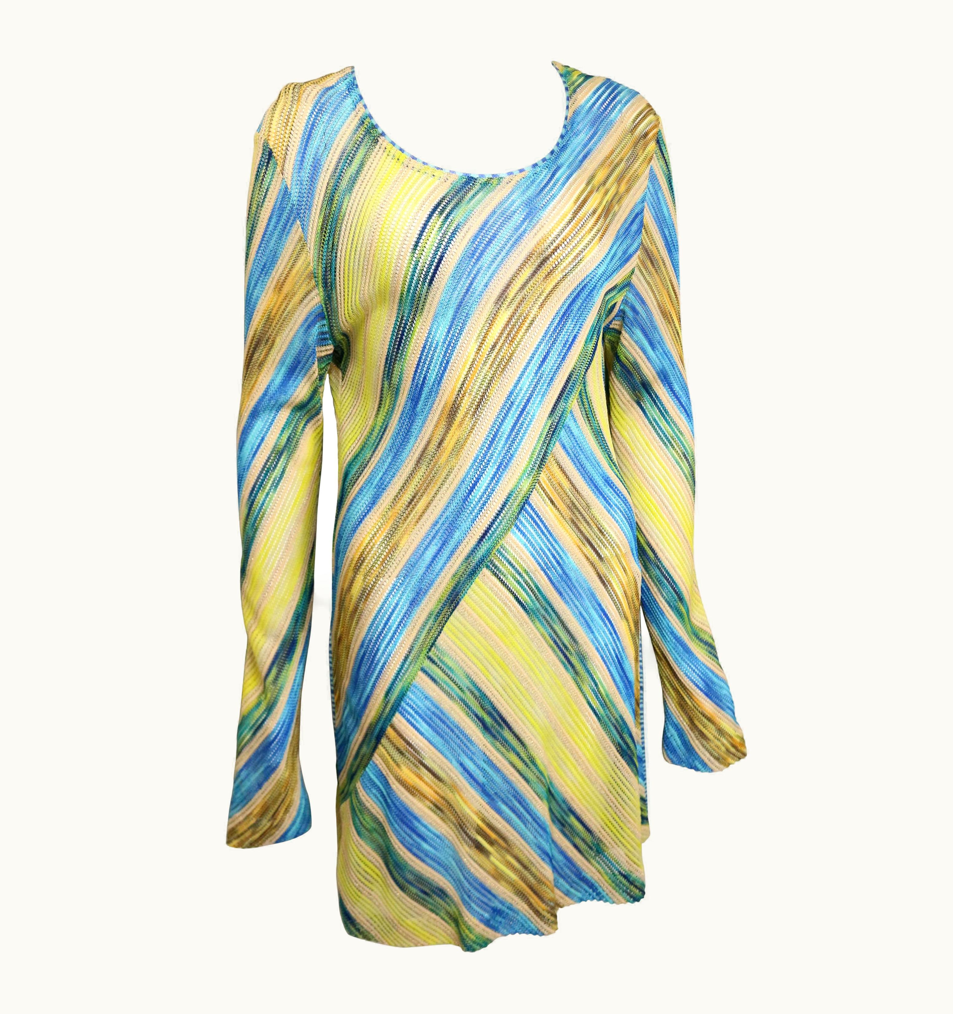 Missoni Missoni Multi Colour Diagonal Stripes Knitted Long Sleeves Dress