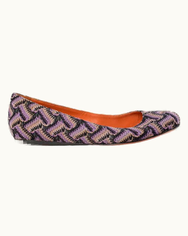 Missoni Missoni Purple Black Beige Knitted Ballet Flats Shoes