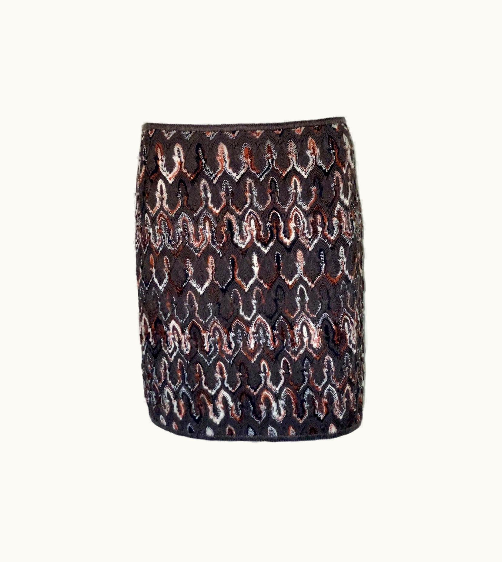 Missoni Missoni Multicolor Chevron Zigzag Signature Crochet Knit Skirt