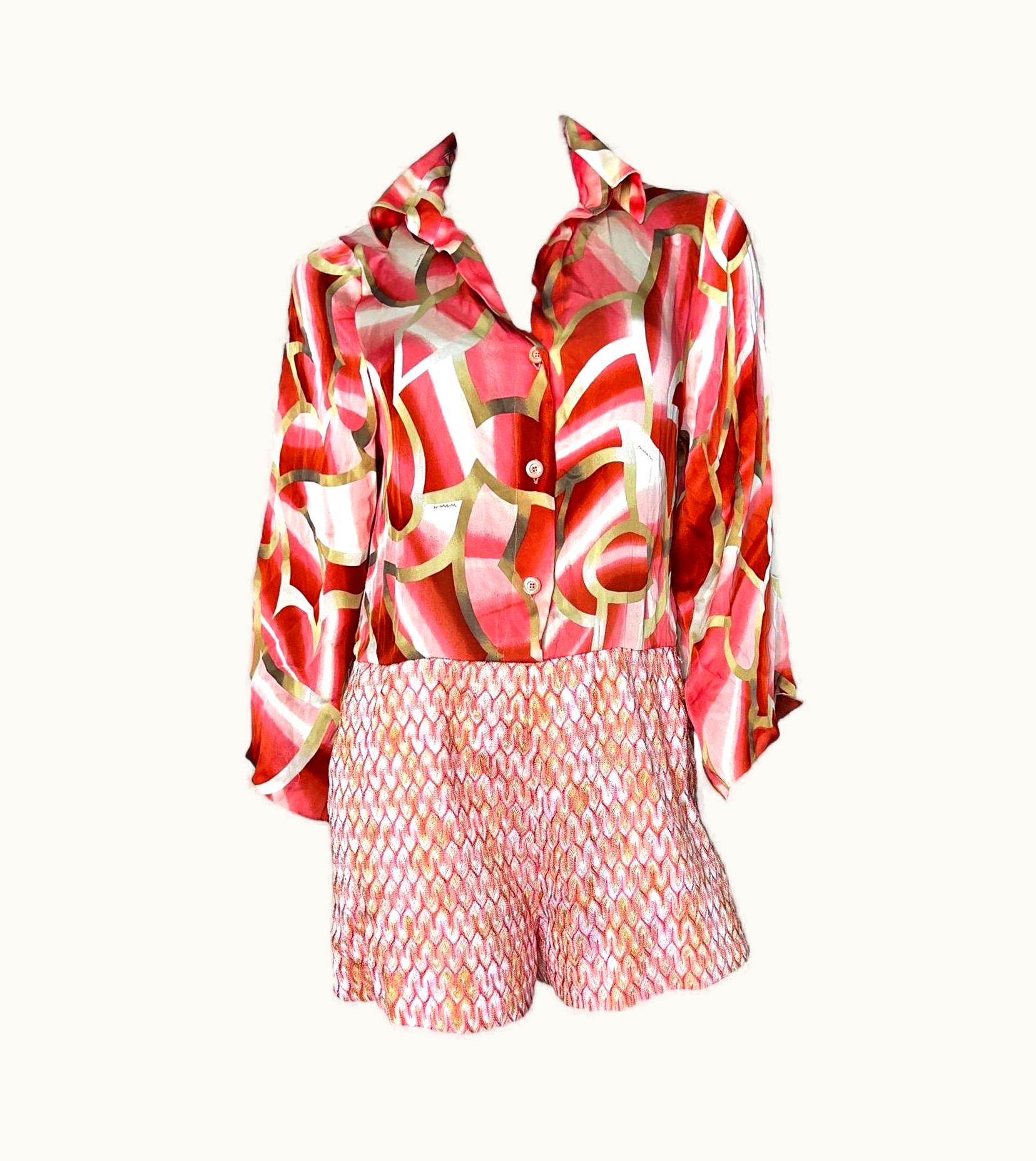 Missoni Missoni Crochet Knit & Silk Shorts Jumpsuit Playsuit Romper Overall