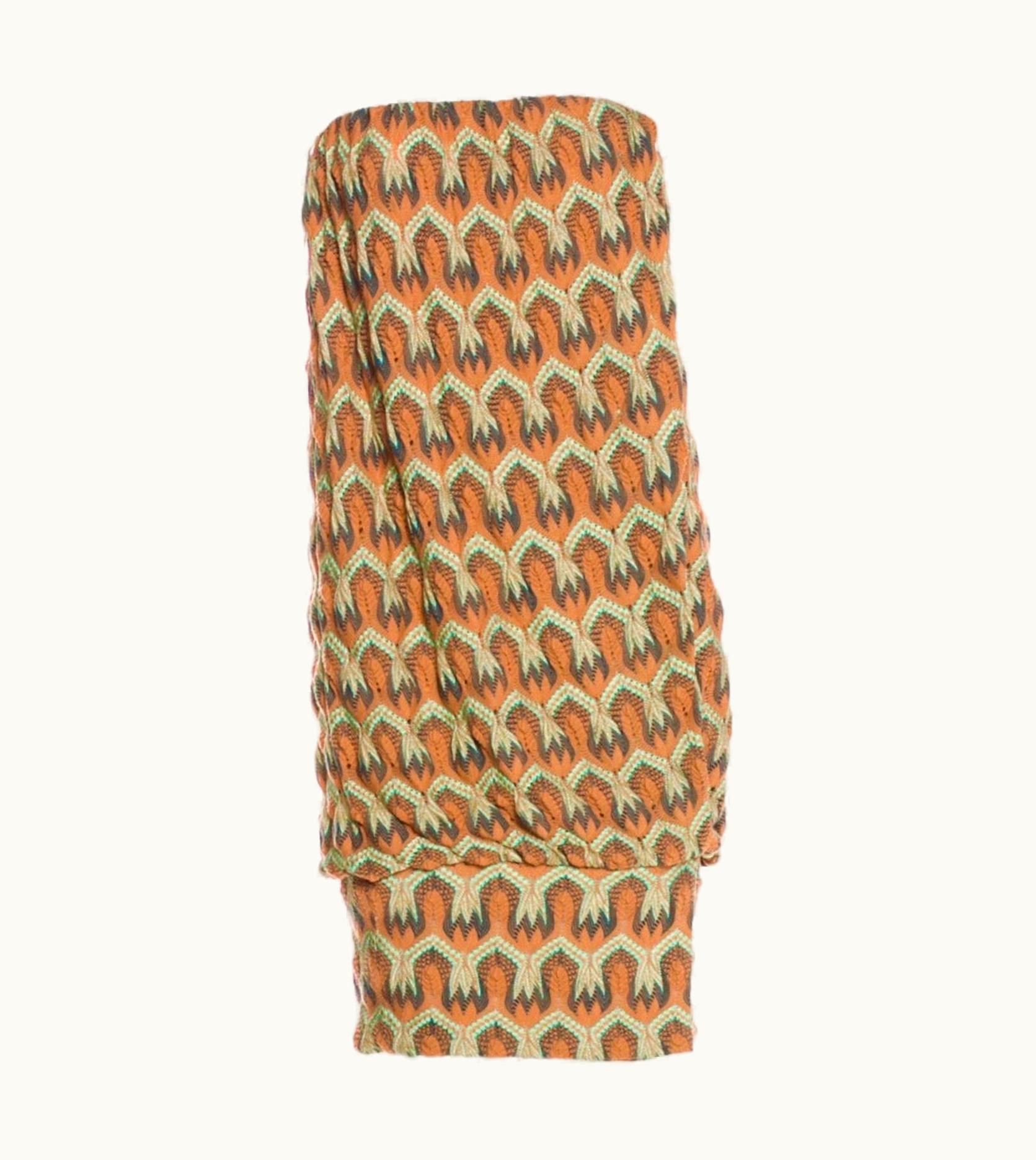 Missoni Missoni Strapless Multicolor Chevron Crochet Knit Cocktail Dress