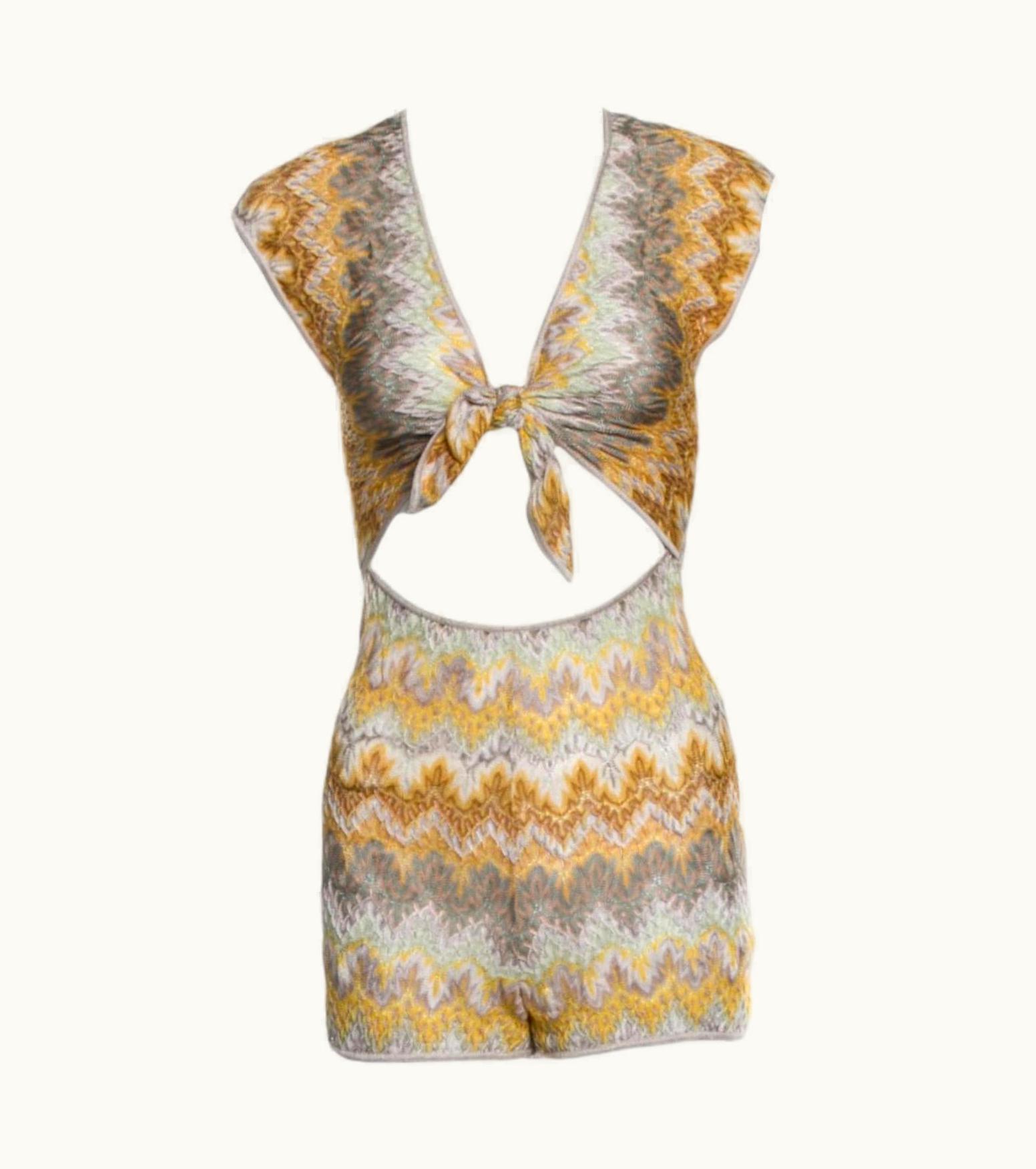 Missoni Unworn Missoni Chevron Crochet Knit Jumpsuit Playsuit Romper Overall