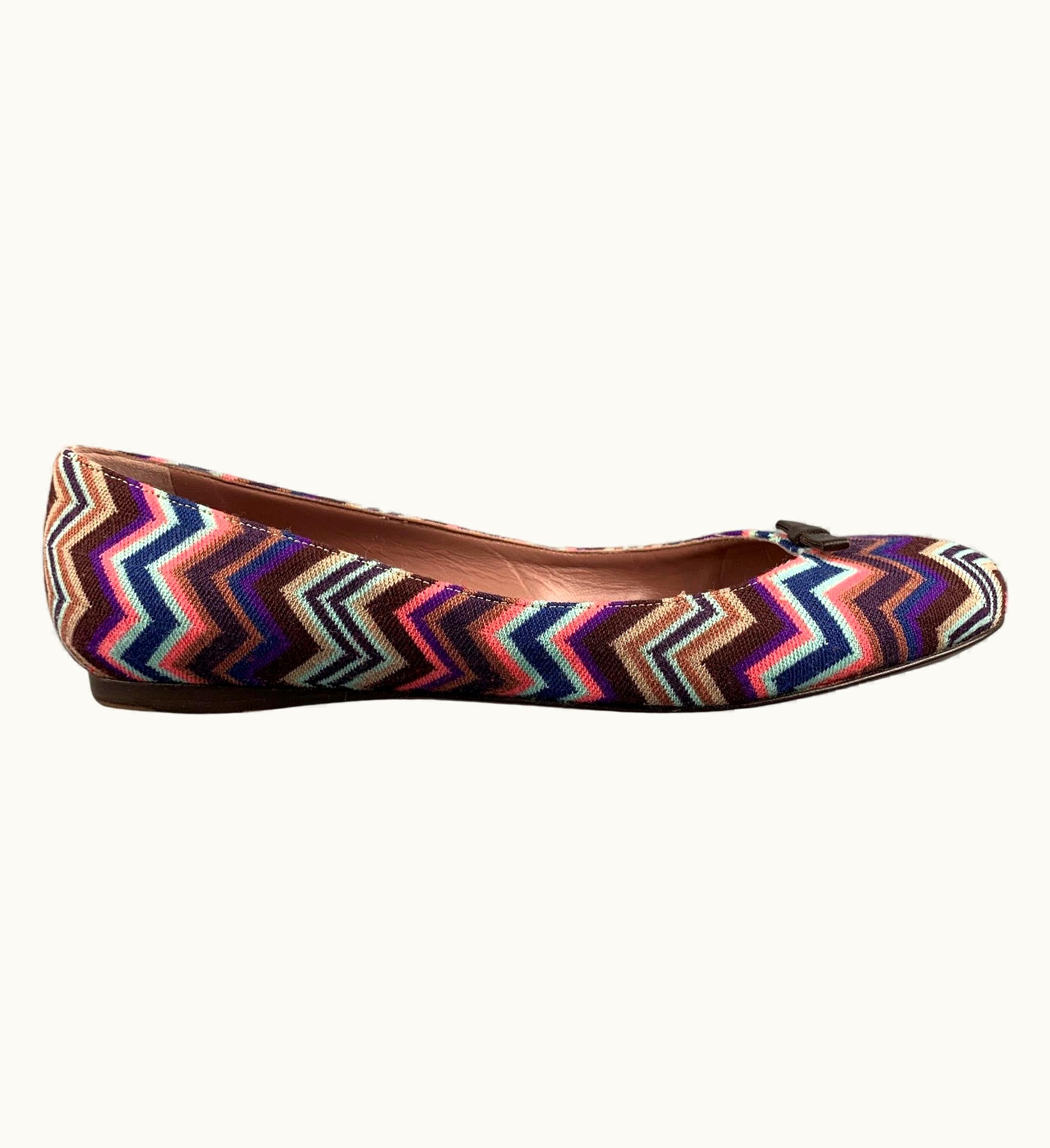 Missoni Missoni Multi-Color Fabric Zig Zag Bow Flats