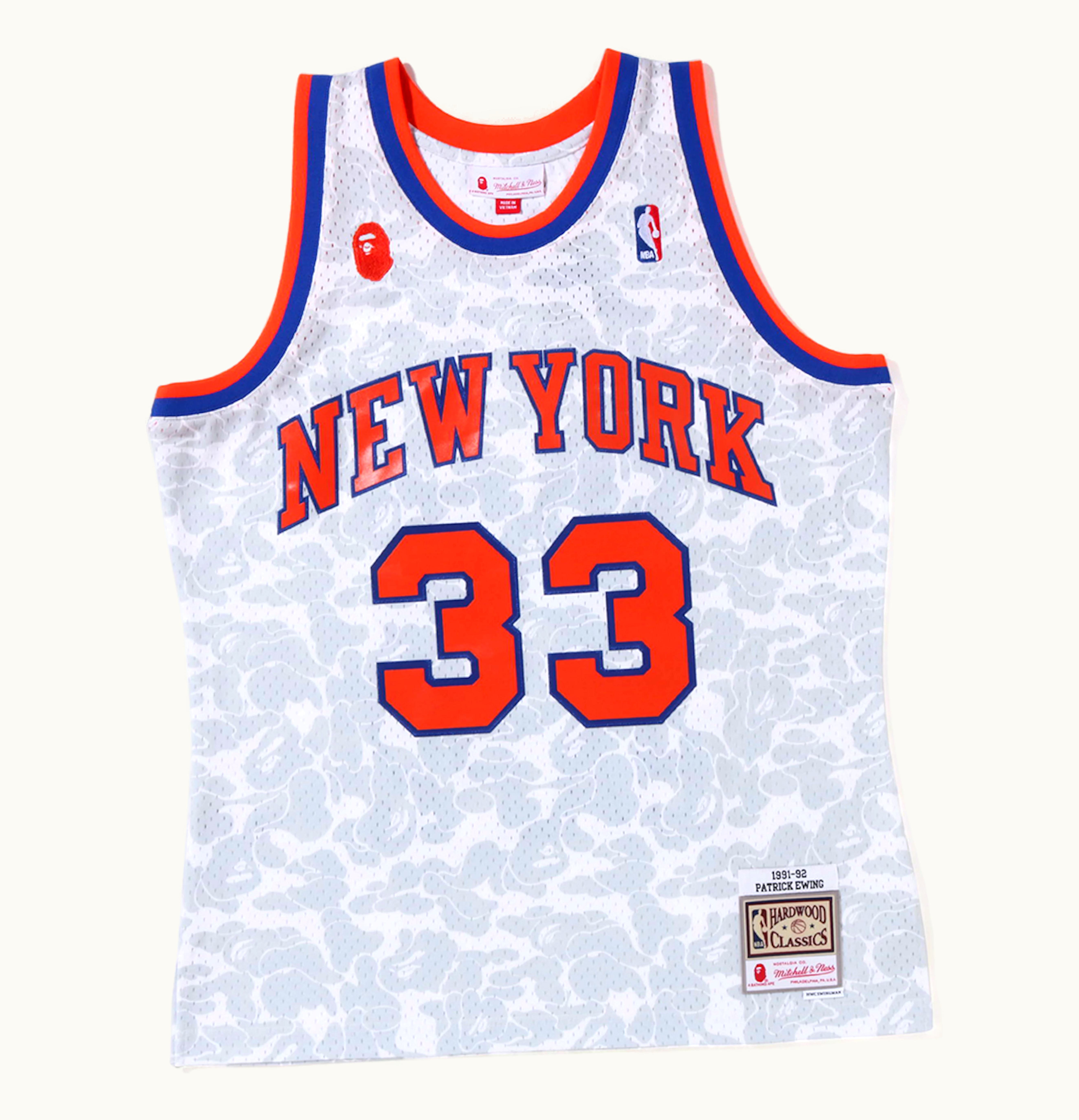 BAPE BAPE x Mitchell Ness New York Knicks Ewing Jersey White