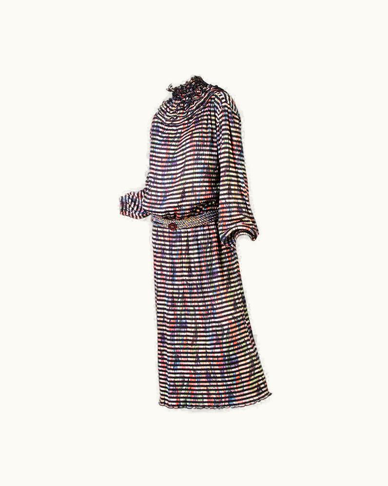 Missoni Vintage Missoni Multicolored Dress With Matching Ruffle Collar And Belt
