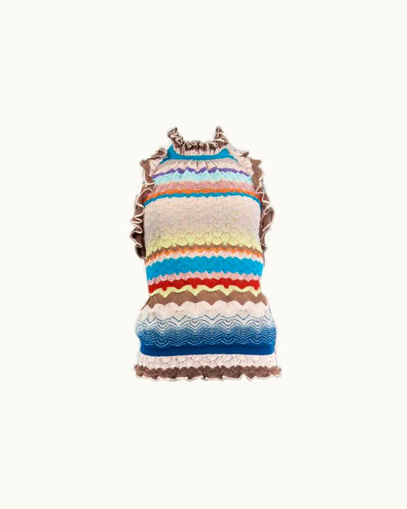 Missoni Missoni Multicolour Knit Halter Tank Top Sleeveless Shirt