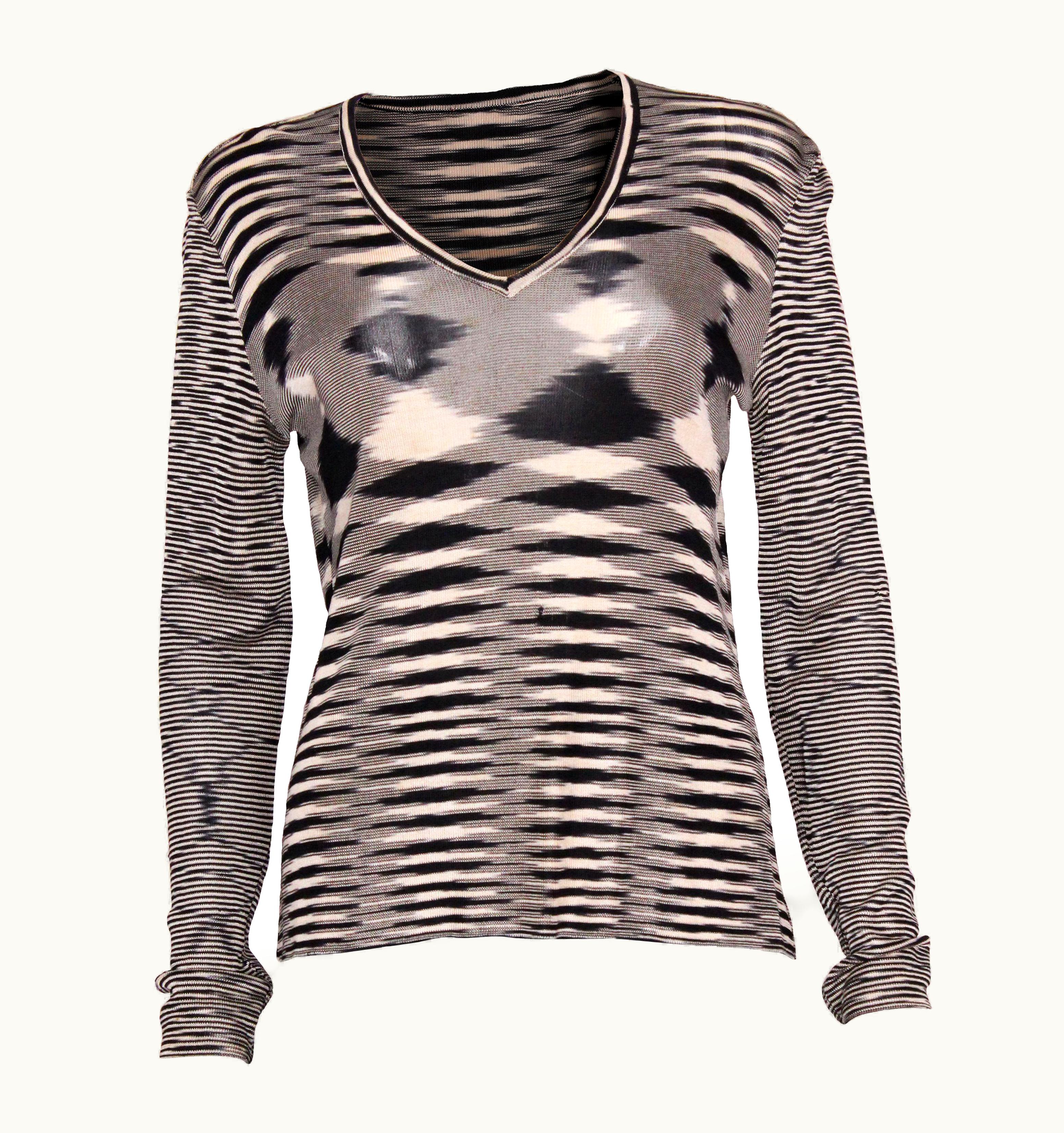 Missoni A Vintage 1990s Missoni Black And Cream V Neck Jumper