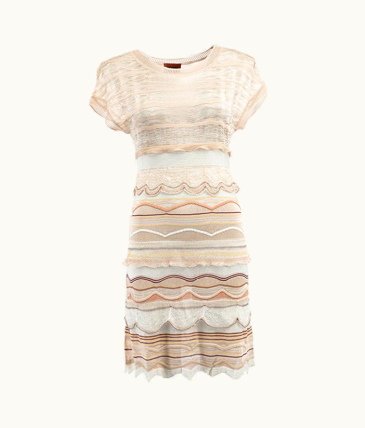 Missoni Missoni Women' Beige Tone Striped Tiered Mini Dress