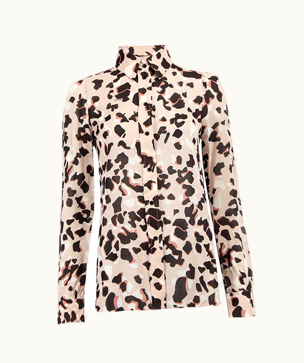 Missoni Missoni Women' Pink Silk Leopard Print Button Up Sheer Shirt