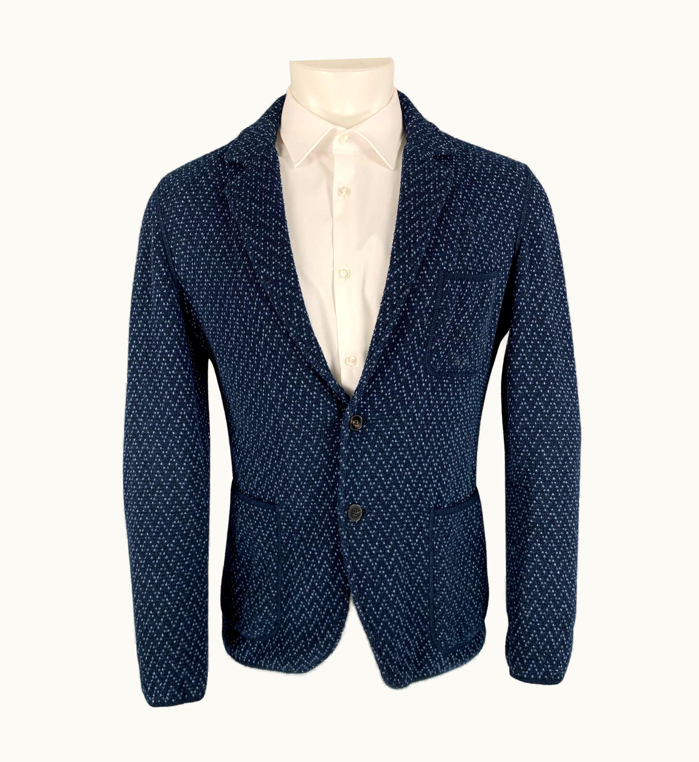 Missoni Missoni Black & Blue Single Breasted Textured Sport Coat