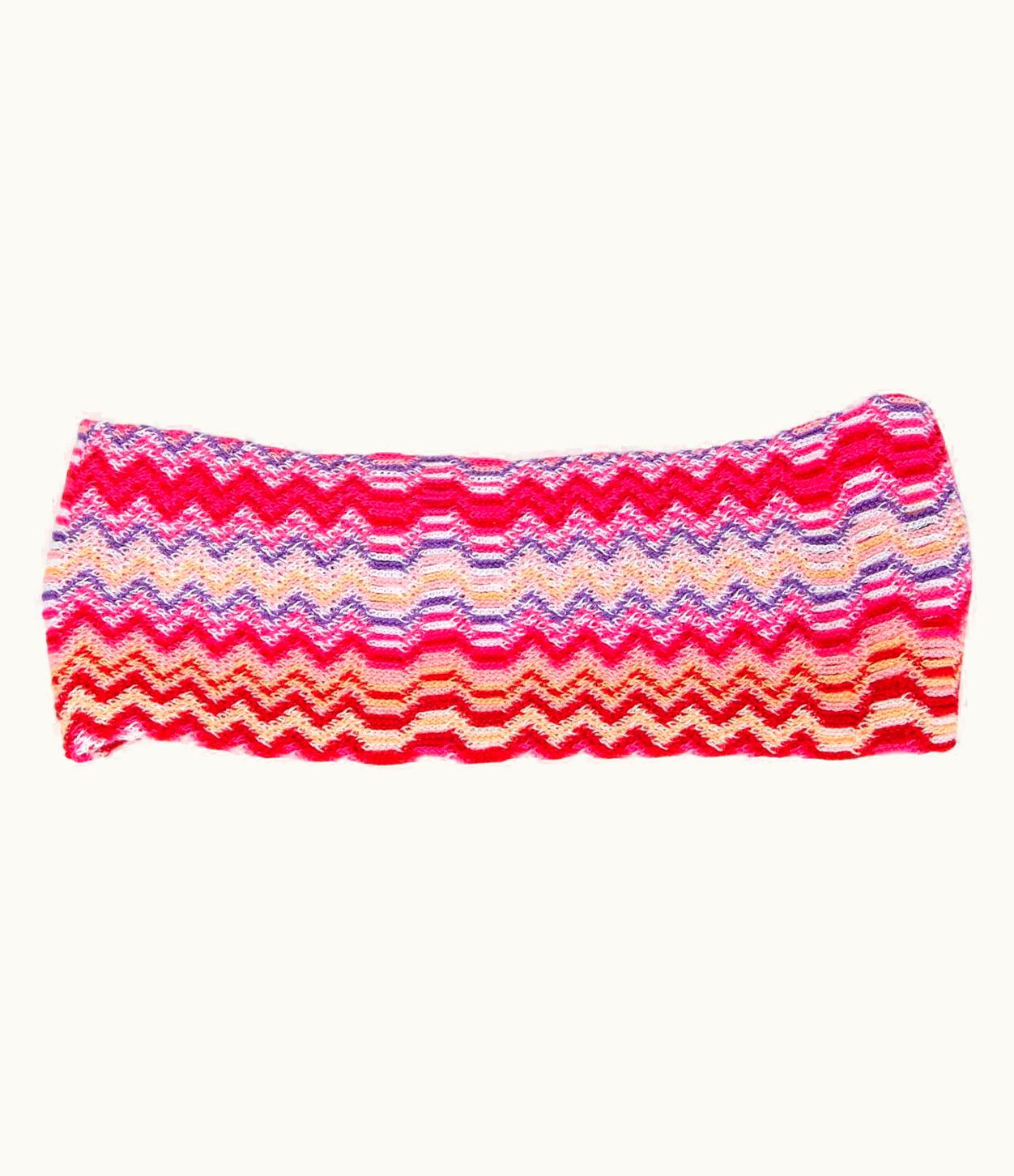 Missoni Missoni Red Pink Wool Lend Zig Zag Headband One Size