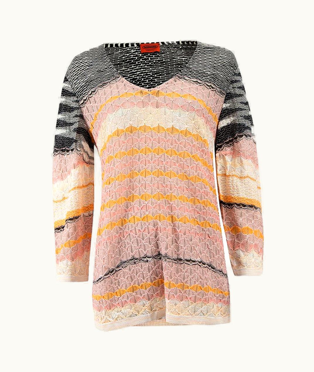 Missoni Missoni Women' Pink Black & Orange Patterned Long Top