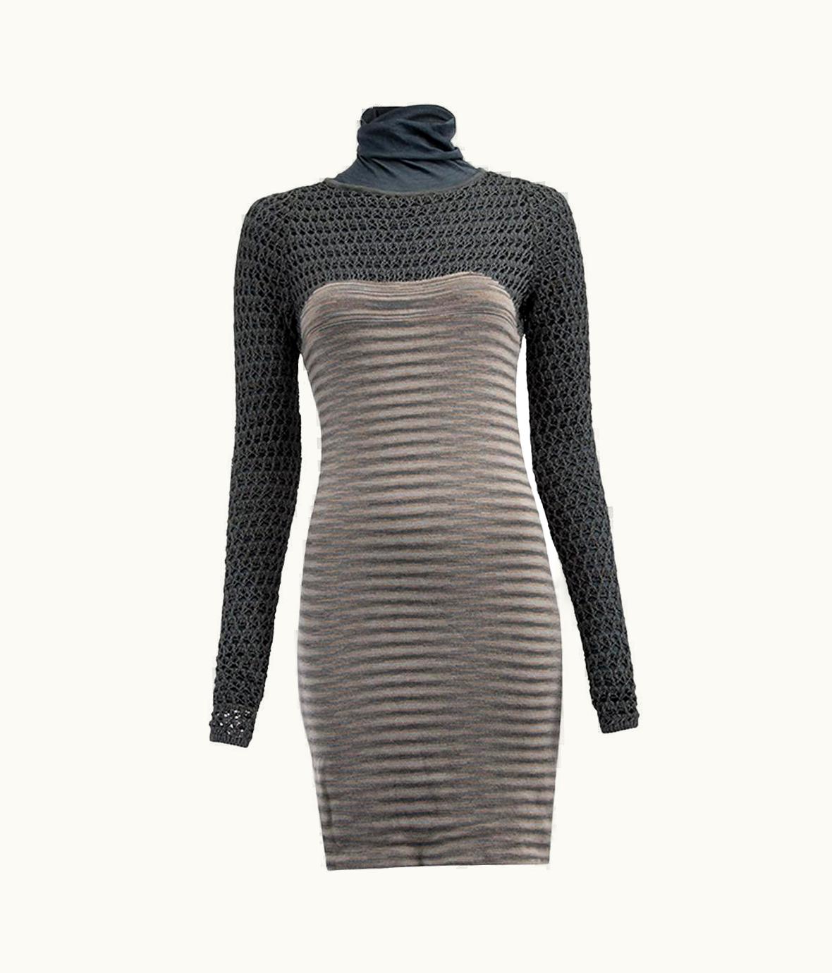 Missoni Missoni Women' Grey Crochet & Sweater Panel Bilayer Dress