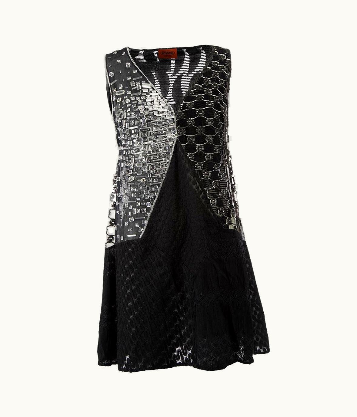 Missoni Missoni Women' Black Plastic Bead Panel Lace Dress