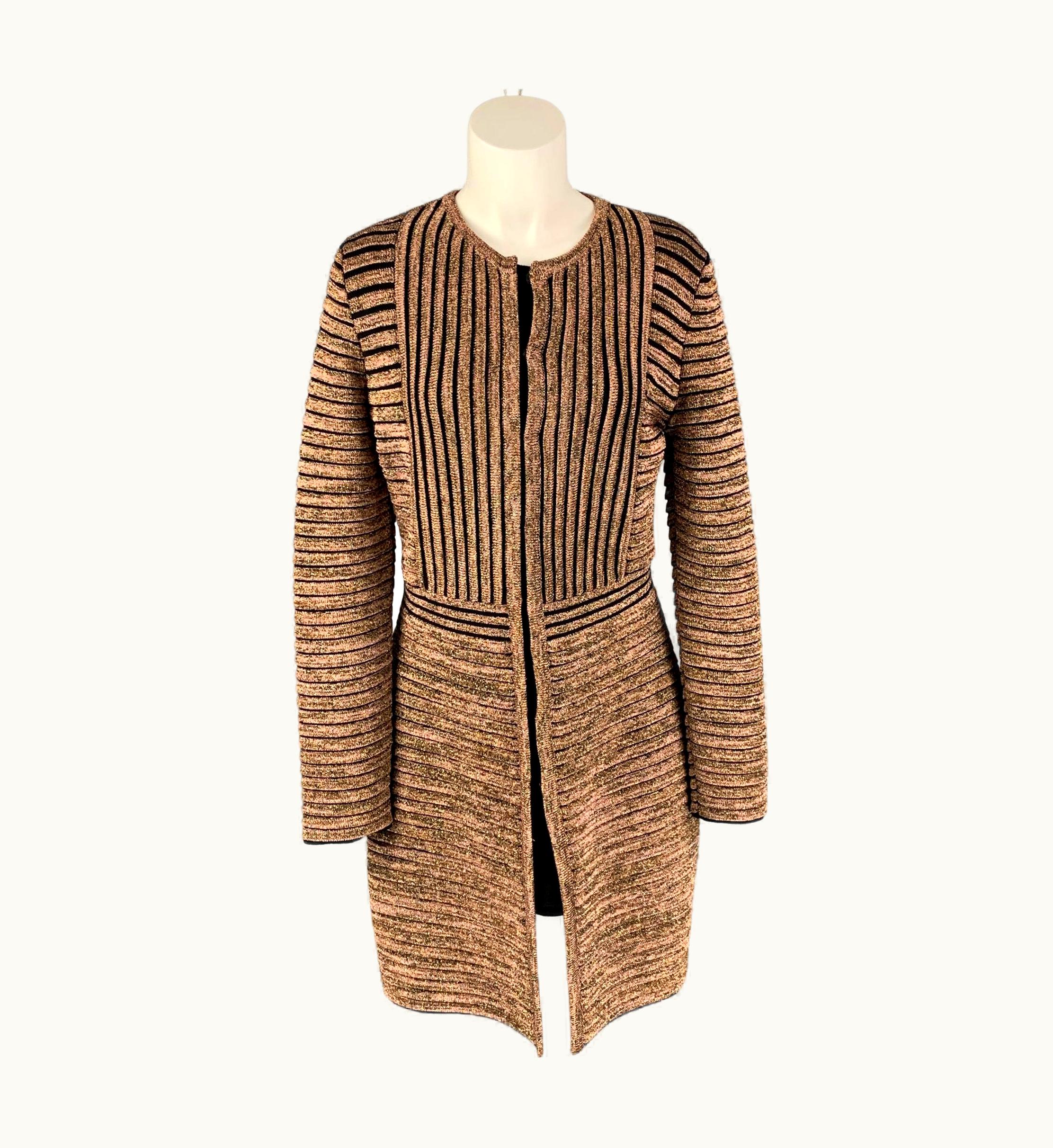 Missoni Missoni Gold & Black Wool S/S Viscose Knitted Coat