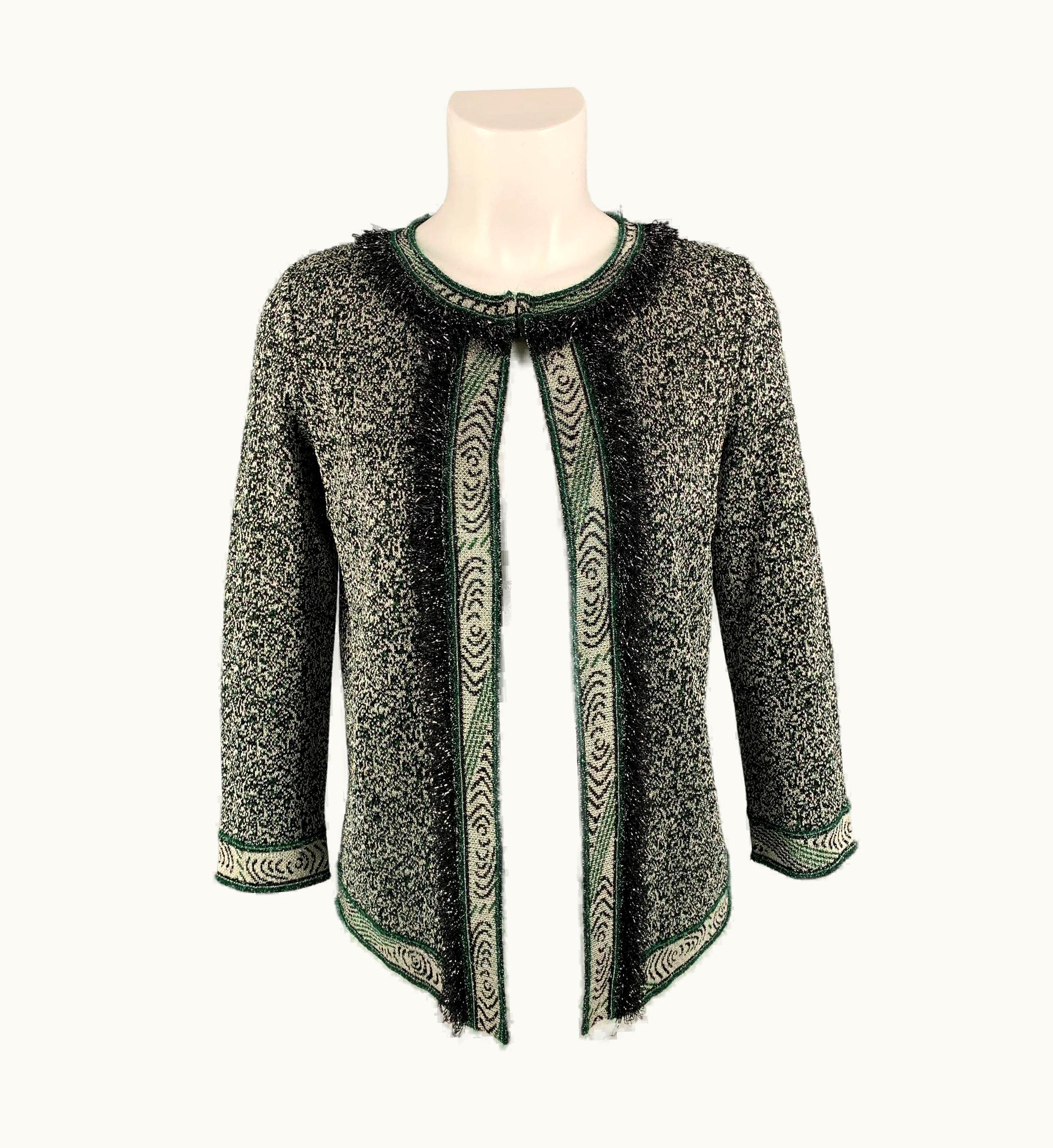 Missoni Missoni Green & Silver Knitted Acetate Blend Cardigan