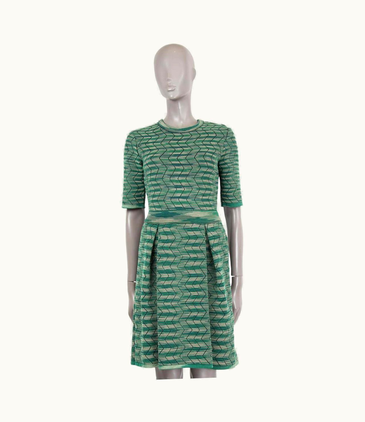 Missoni Missoni Green Wool Blend Zigzag Knit Dress